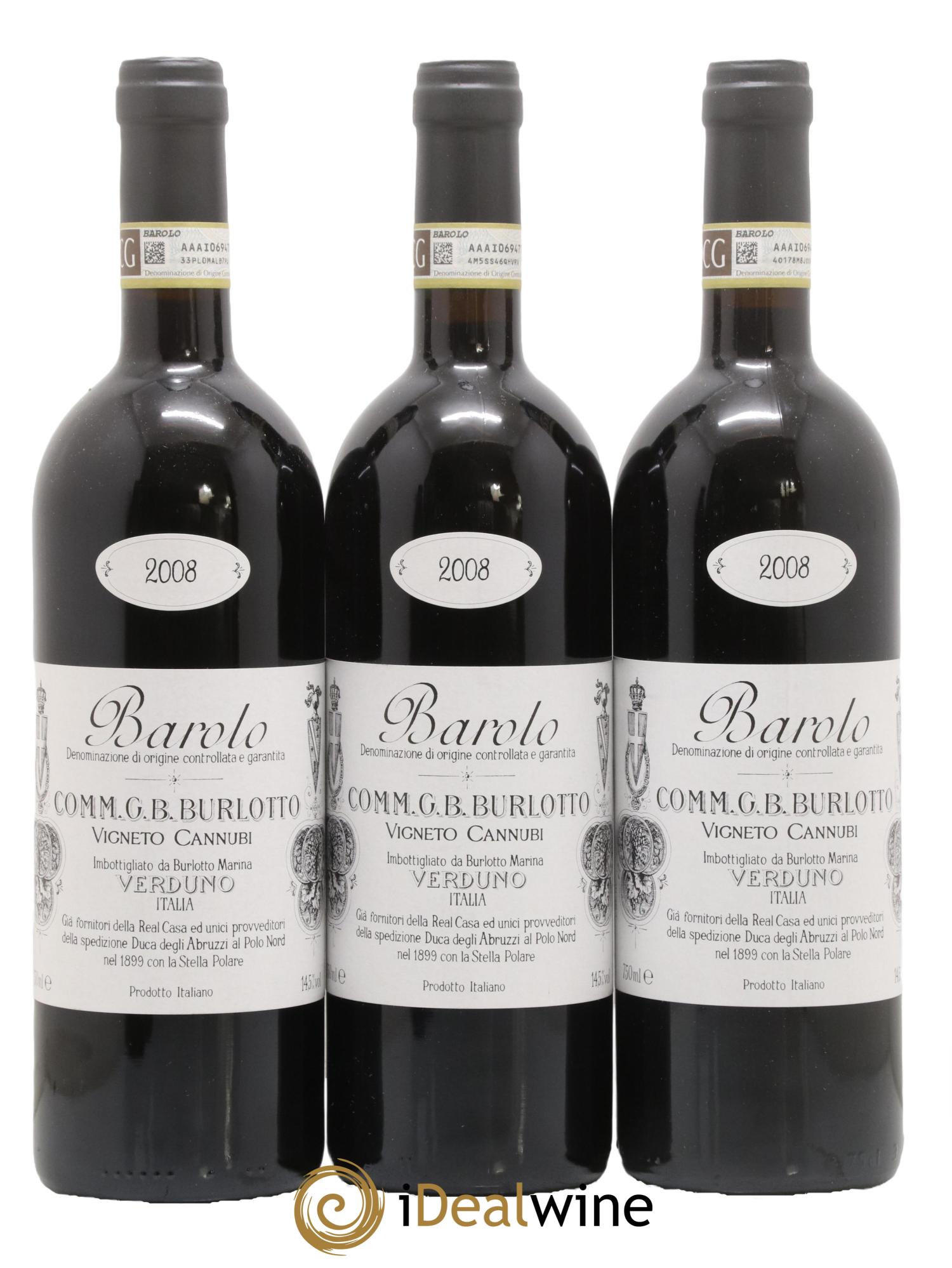 Barolo DOCG Cannubi Comm. Giovan Battista Burlotto 2008 - Lot of 3 bottles - 0