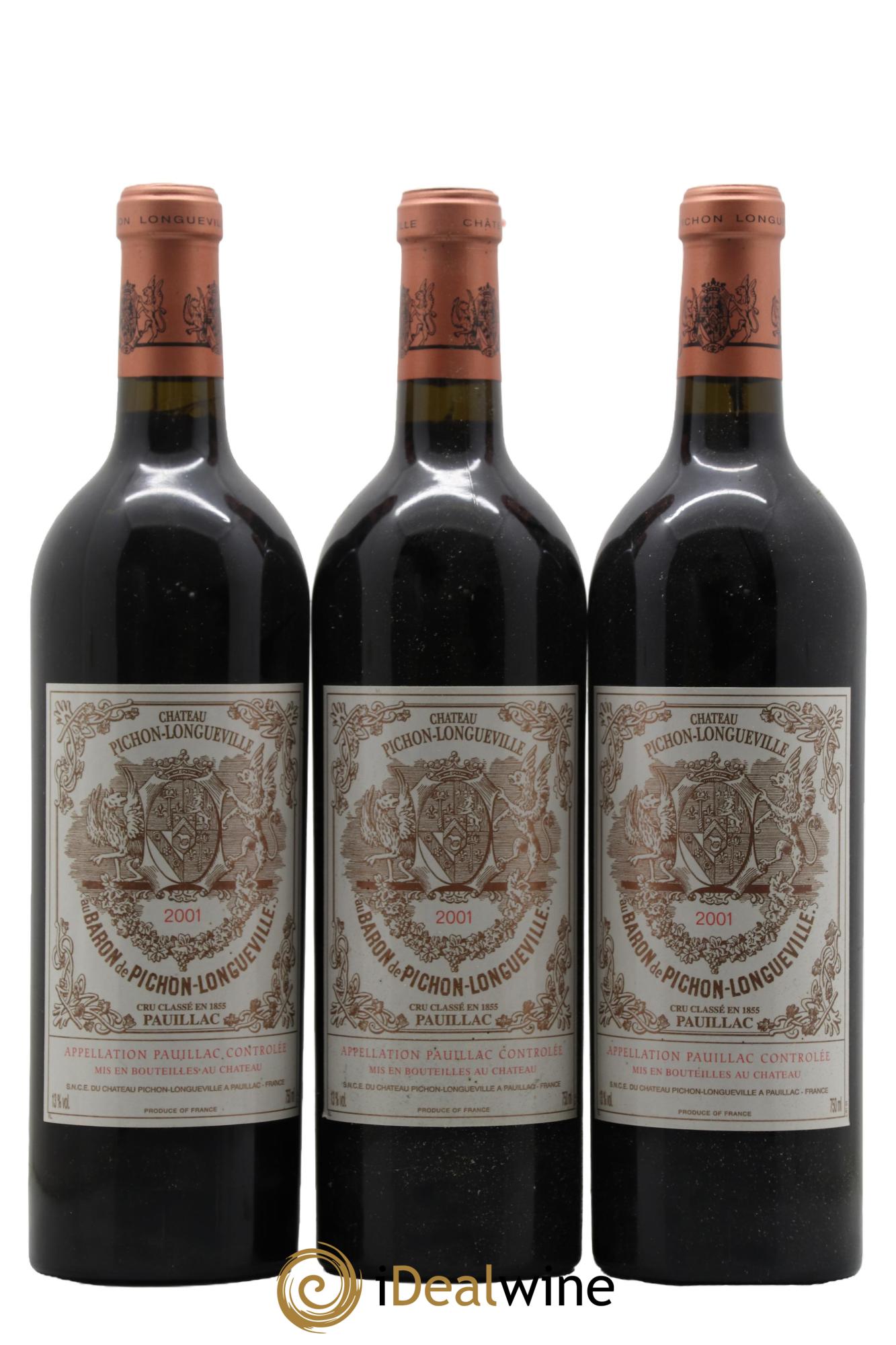 Pichon Longueville Baron 2ème Grand Cru Classé 2001 - Lot de 3 bouteilles - 0