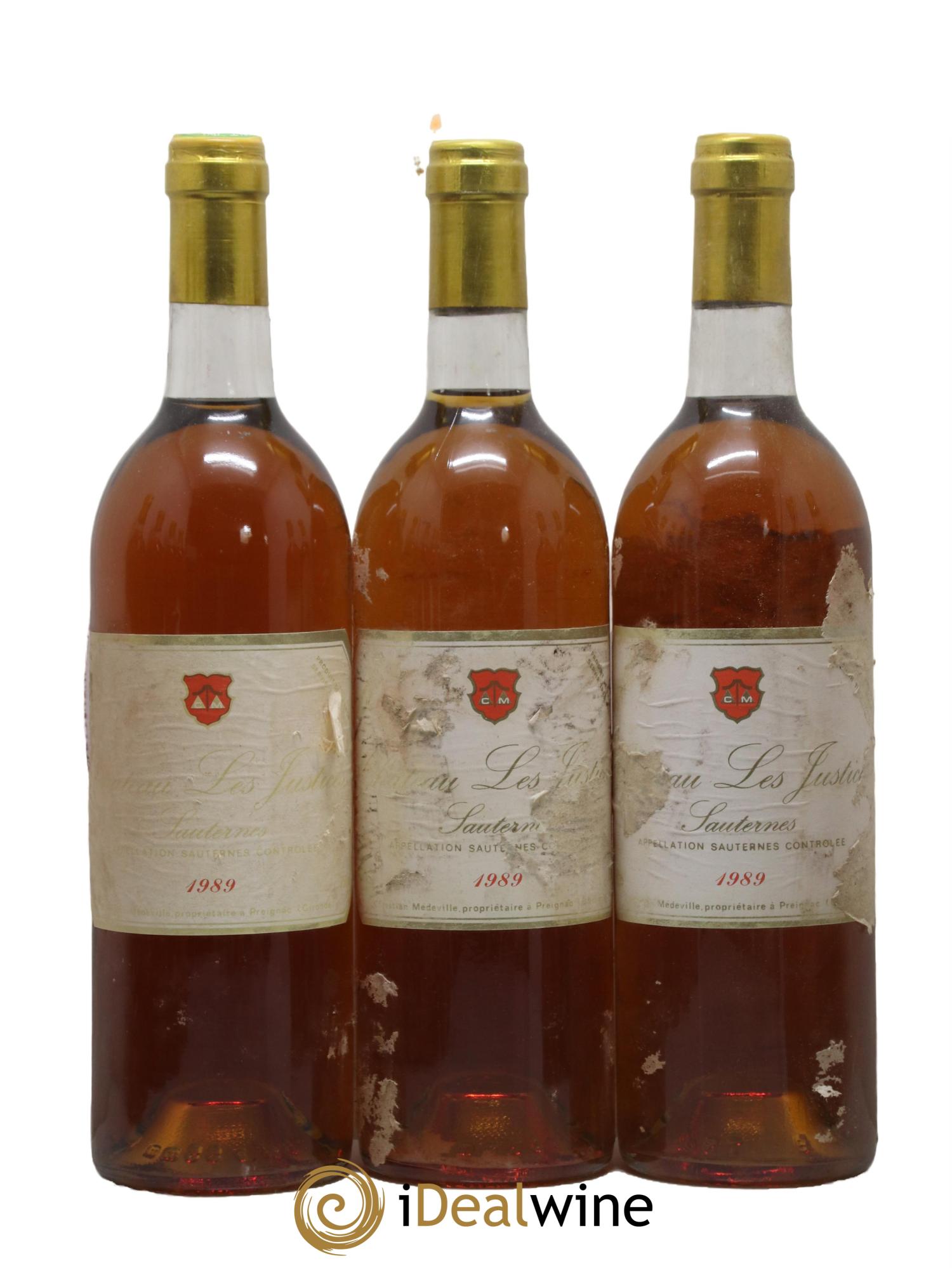 Sauternes Les Justices Domaine Medeville 1989 - Lot de 12 bouteilles - 2