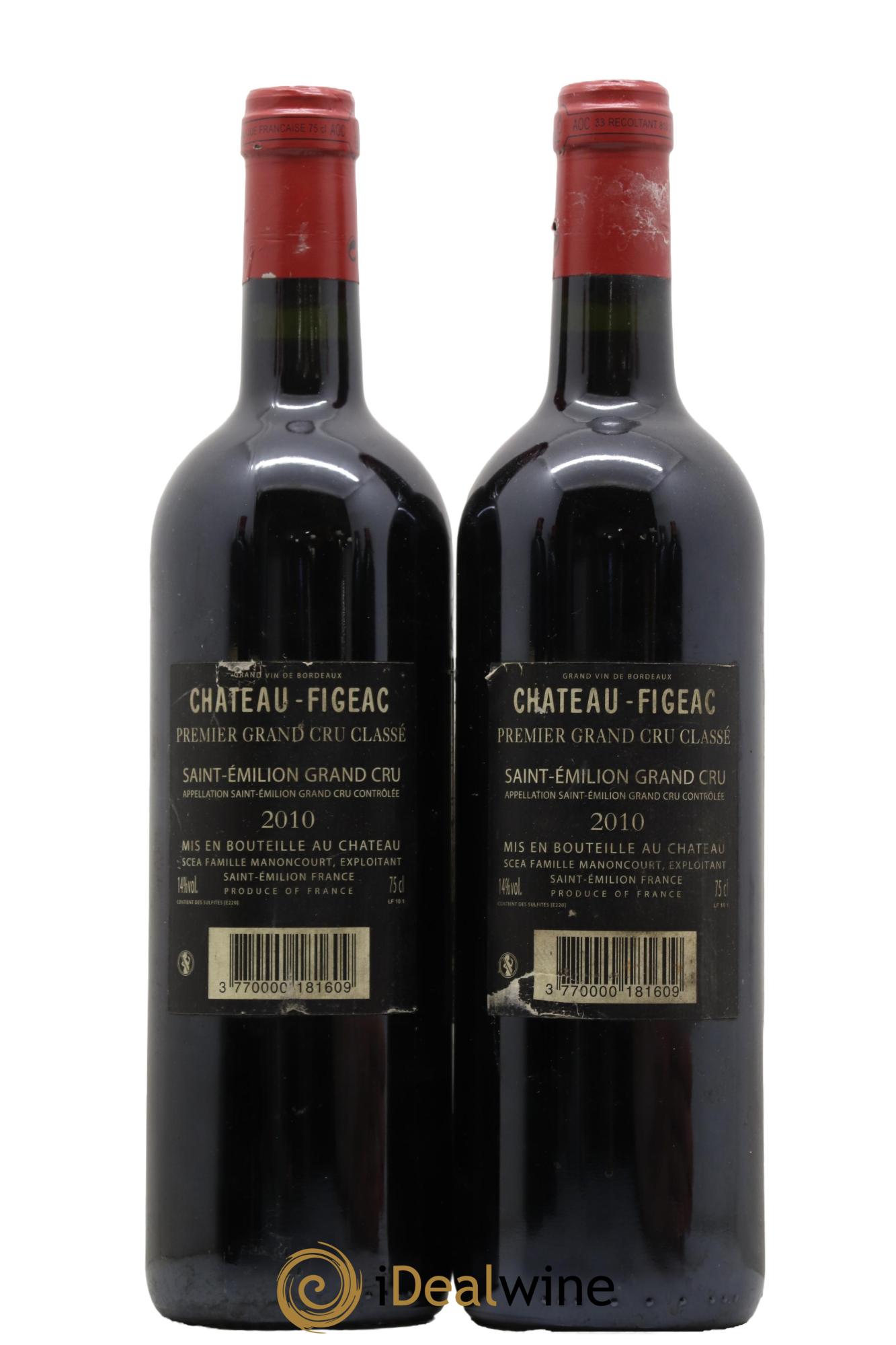 Château Figeac 1er Grand Cru Classé A 2010 - Lot of 2 bottles - 1