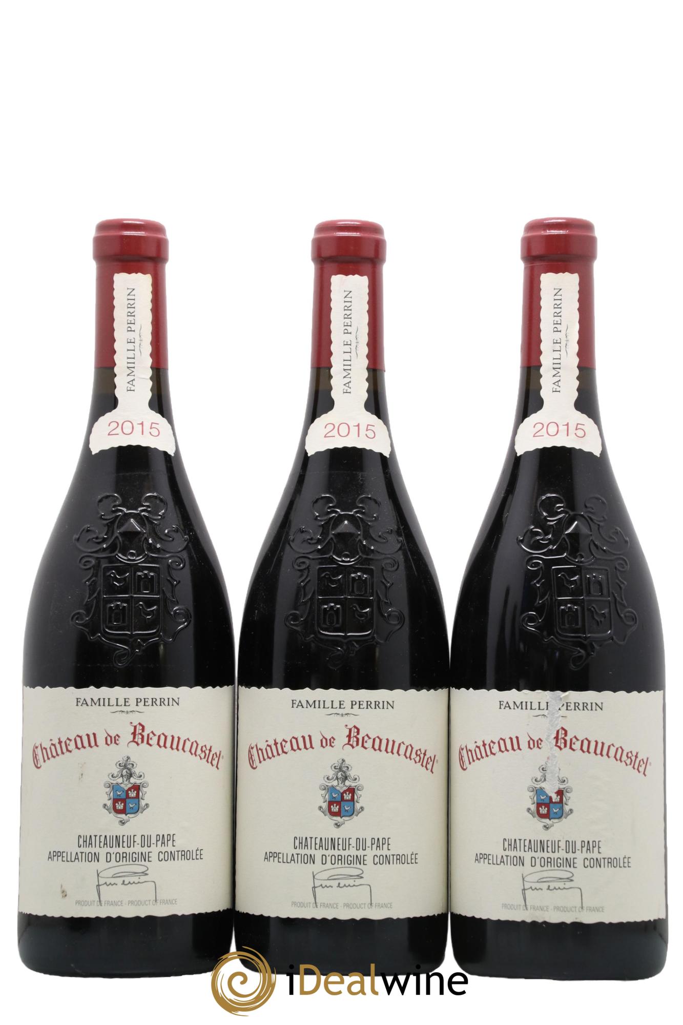 Châteauneuf-du-Pape Château de Beaucastel Famille Perrin 2015 - Lot of 3 bottles - 0