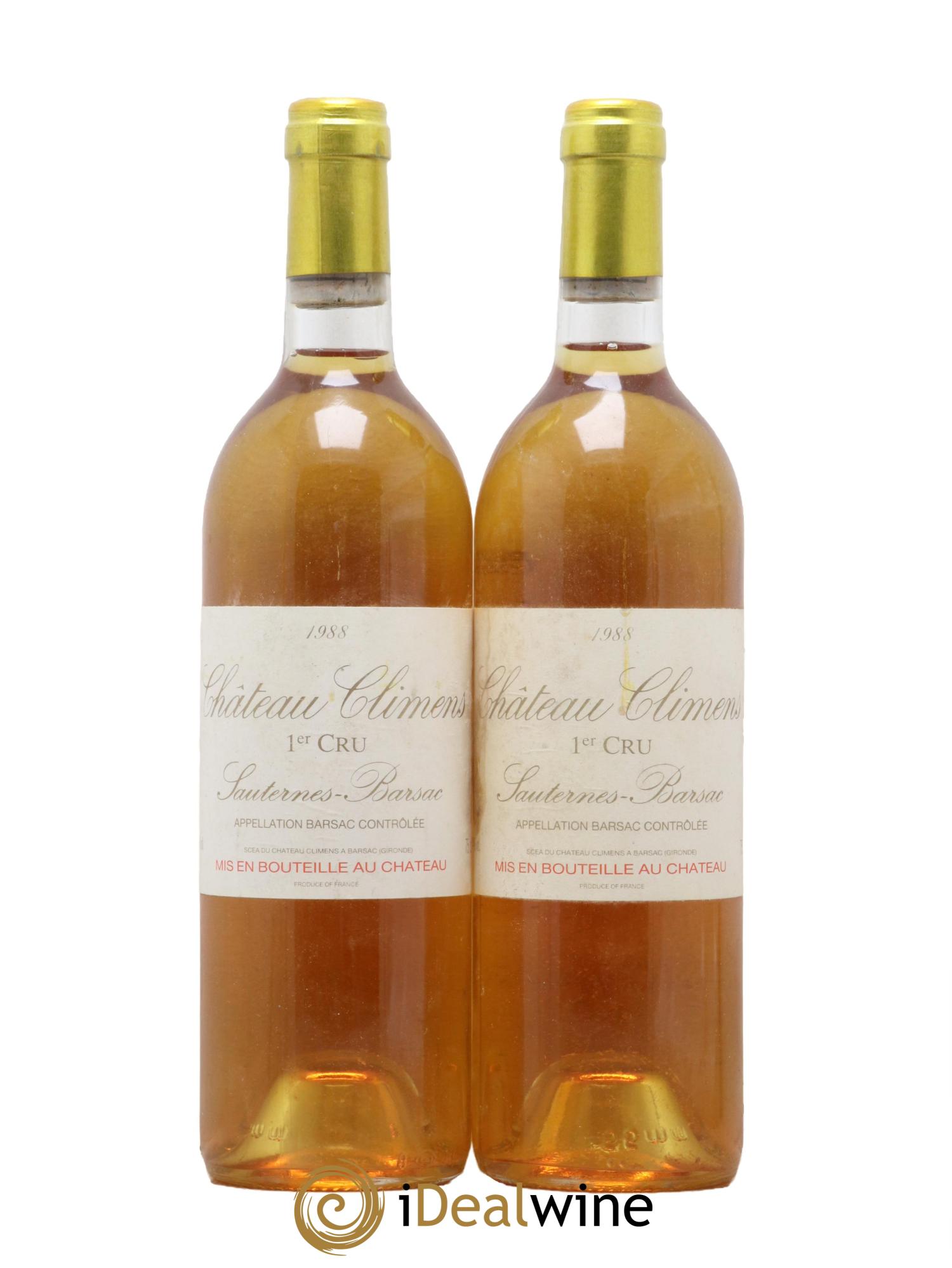 Château Climens 1er Grand Cru Classé 1988 - Lot de 2 bouteilles - 0