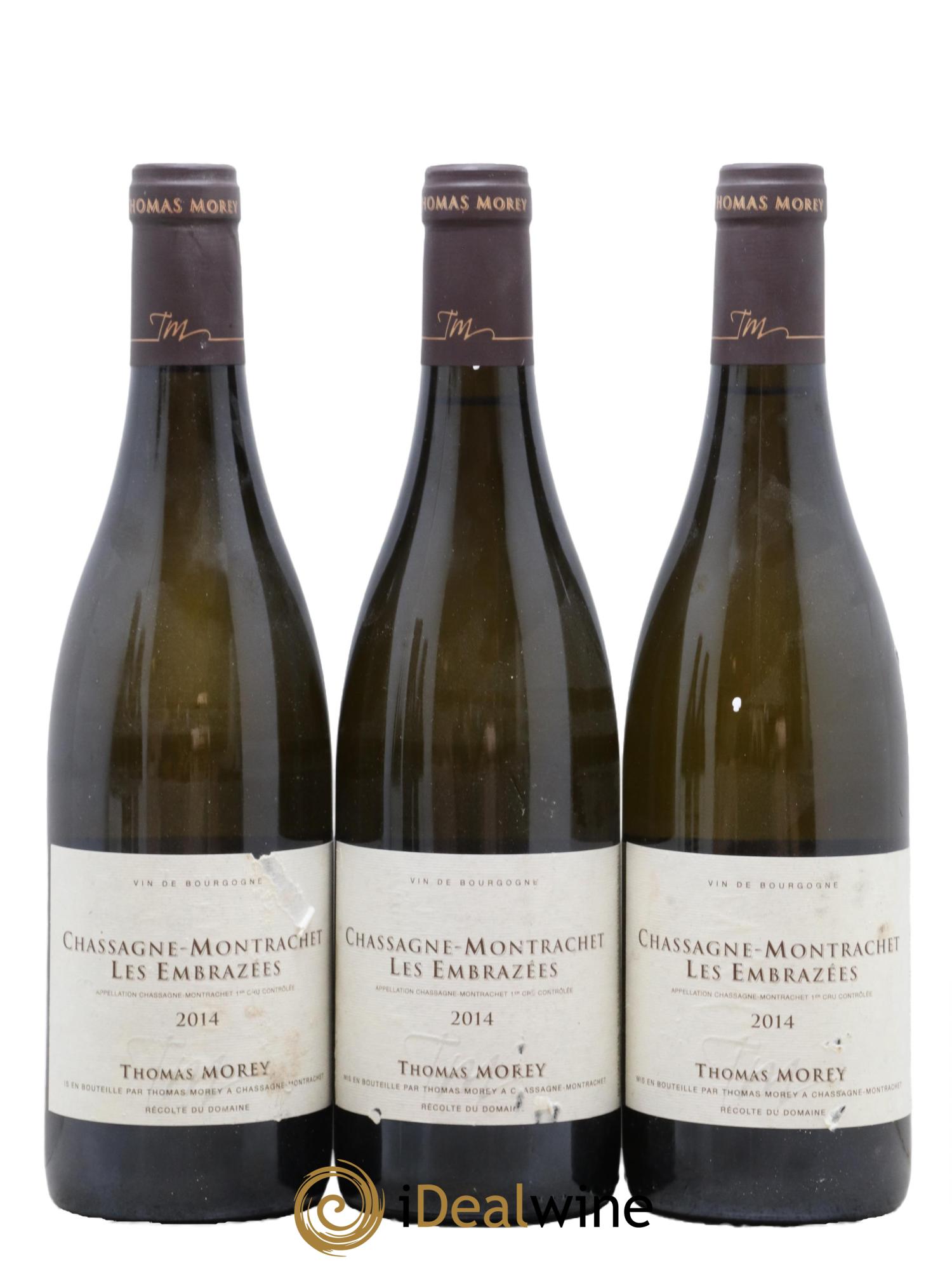 Chassagne-Montrachet 1er Cru Les Embrazées Thomas Morey  2014 - Posten von 3 Flaschen - 0