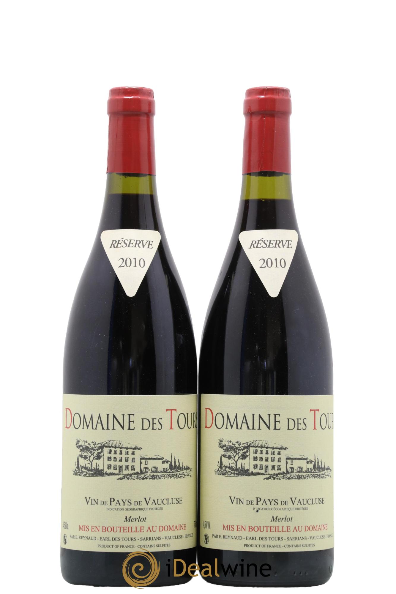 IGP Pays du Vaucluse (Vin de Pays du Vaucluse) Domaine des Tours Merlot Emmanuel Reynaud 2010 - Lotto di 2 bottiglie - 0