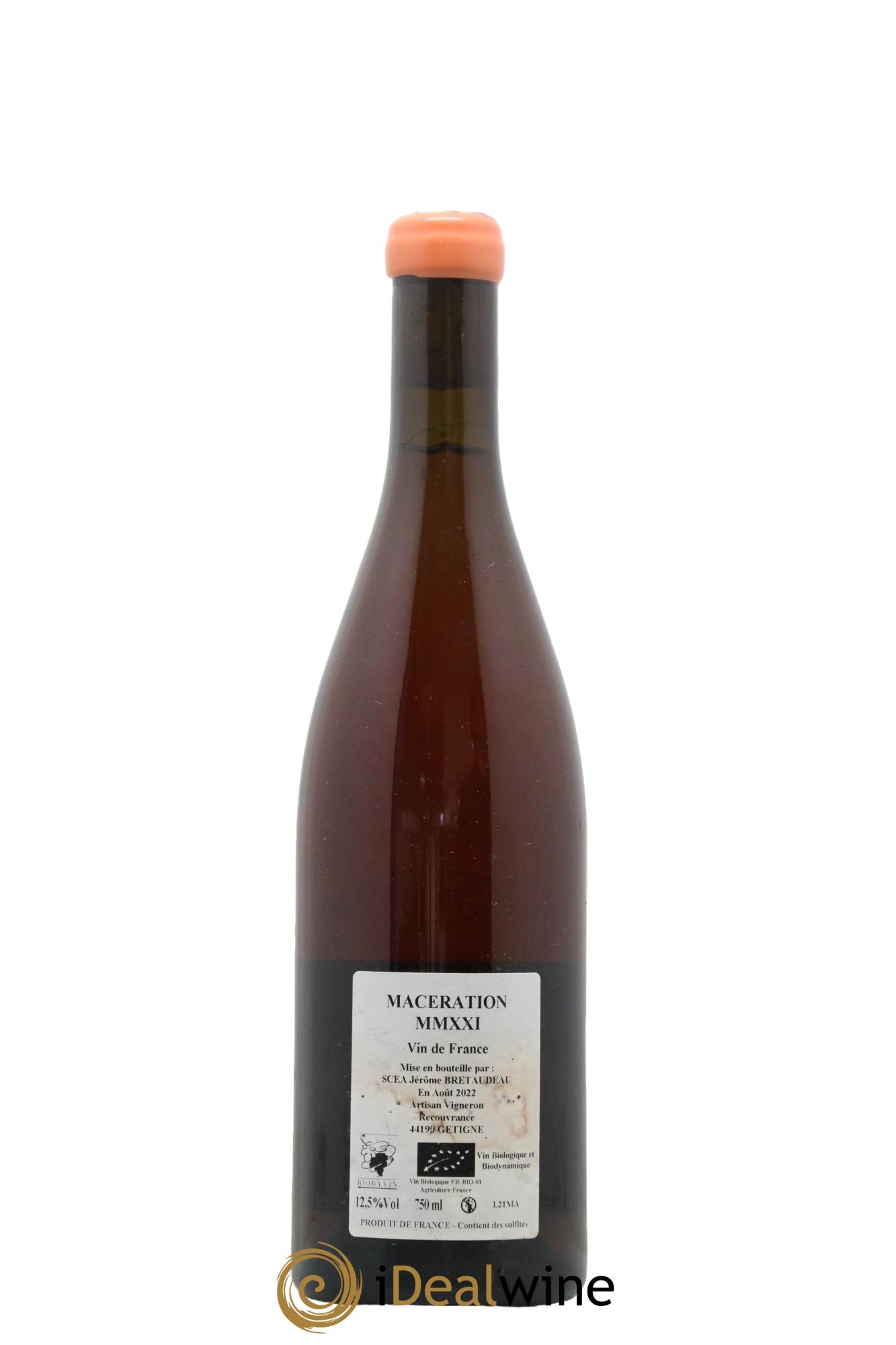 Vin de France Macération Jérôme Bretaudeau - Domaine de Bellevue 2021 - Lot de 1 bouteille - 1