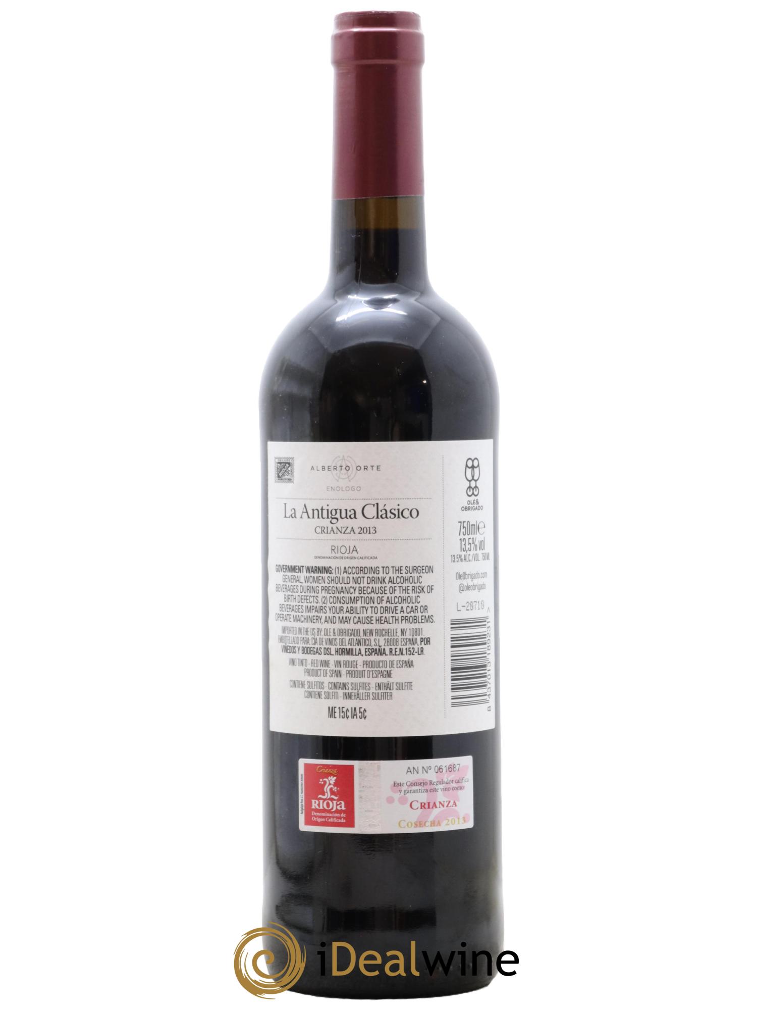 Rioja DOCa La Antigua Clásico Crianza Tinto Alberto Orte 2013 - Posten von 1 Flasche - 1