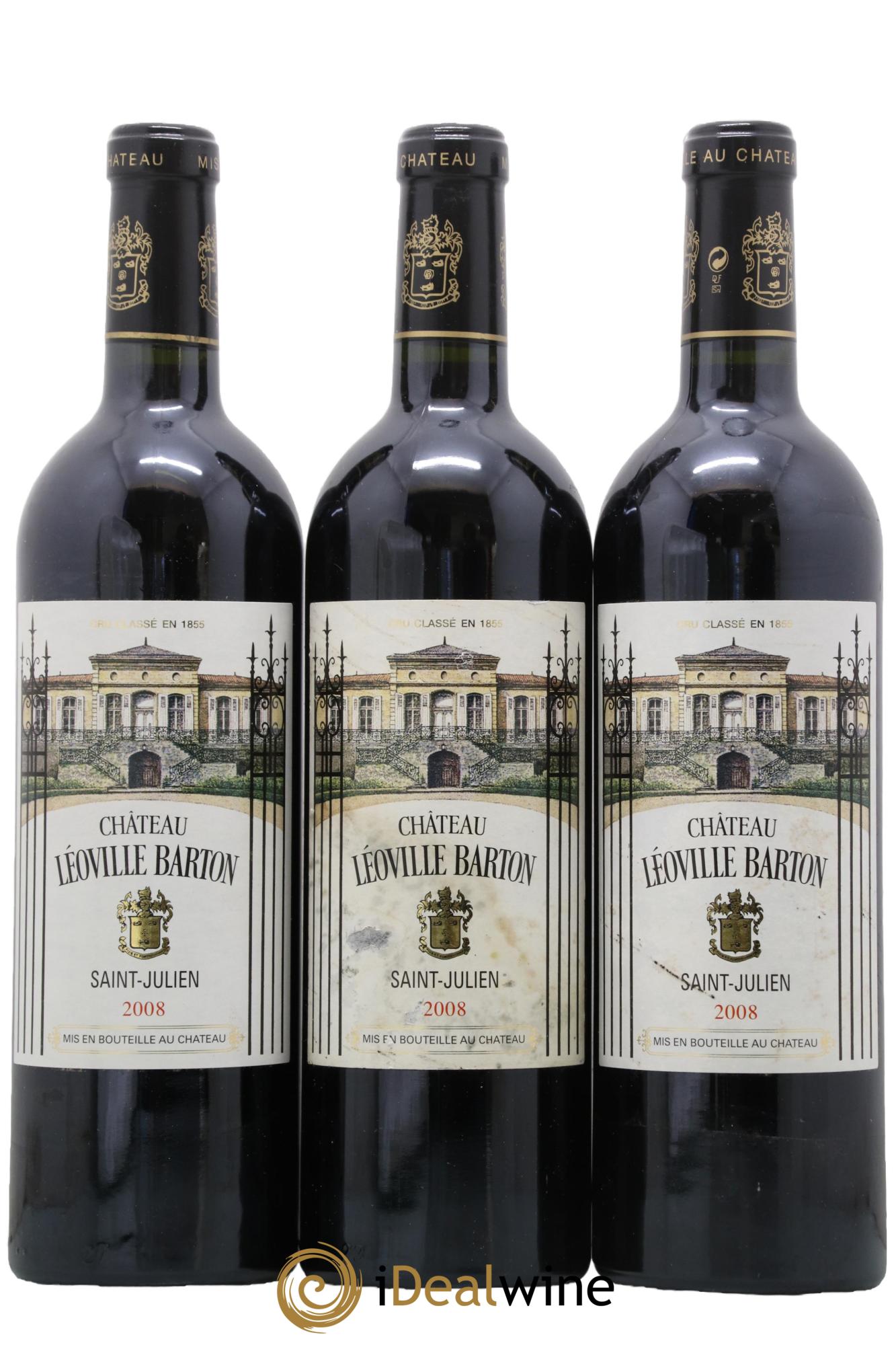 Château Léoville Barton 2ème Grand Cru Classé 2008 - Lotto di 3 bottiglie - 0