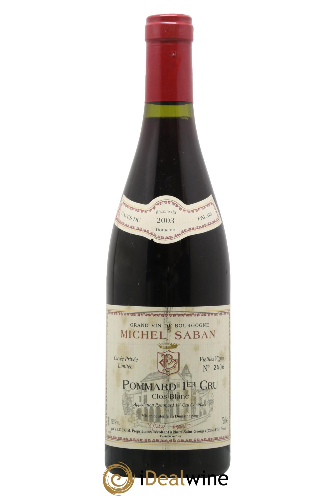 Pommard 1er Cru Le Clos Blanc Vieilles Vignes Michel Saban 2003 - Lot de 1 bouteille - 0