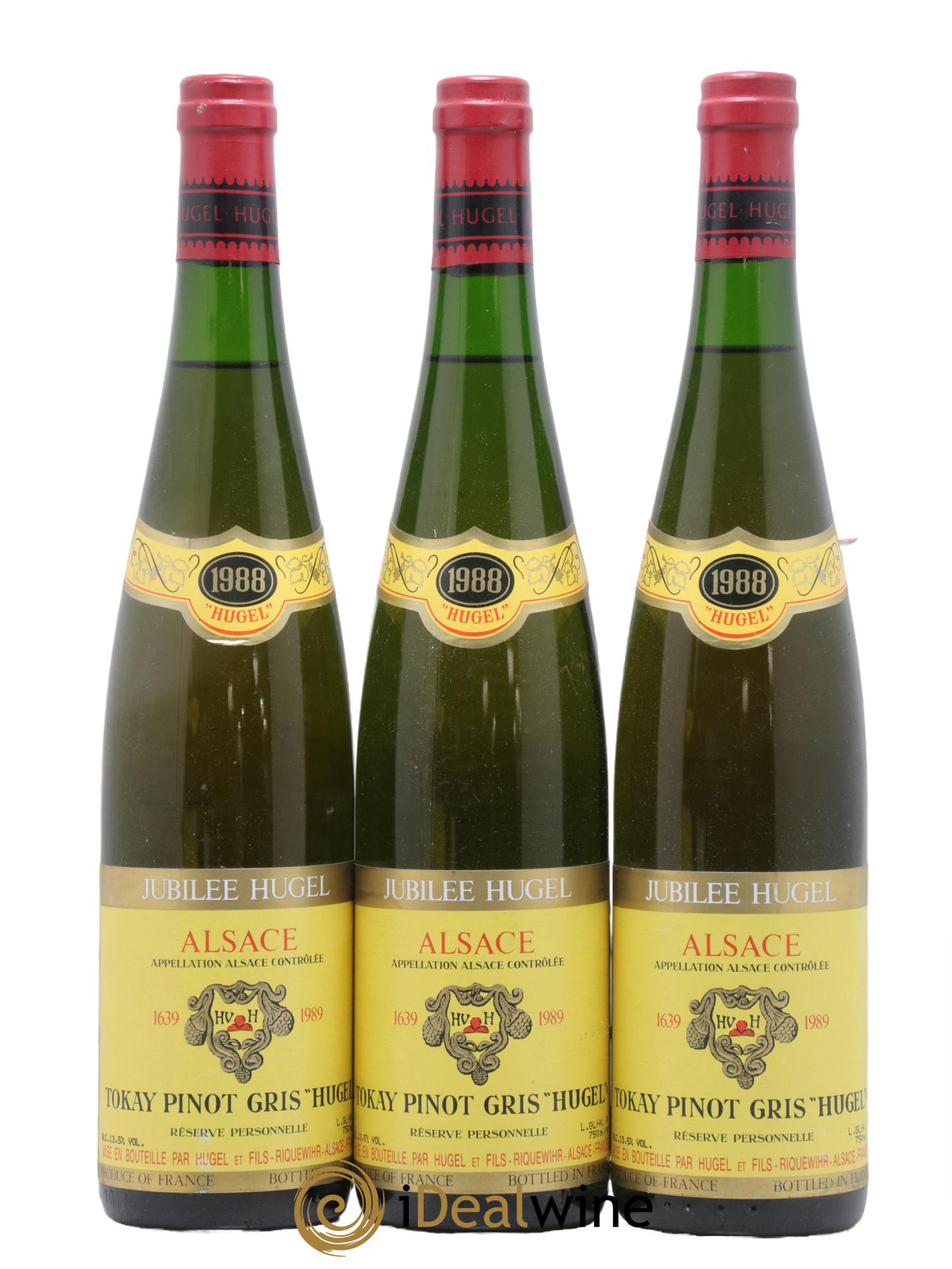 Pinot Gris (Tokay) Réserve Personnelle Jubilee Hugel (Domaine) 1988 - Posten von 3 Flaschen - 0