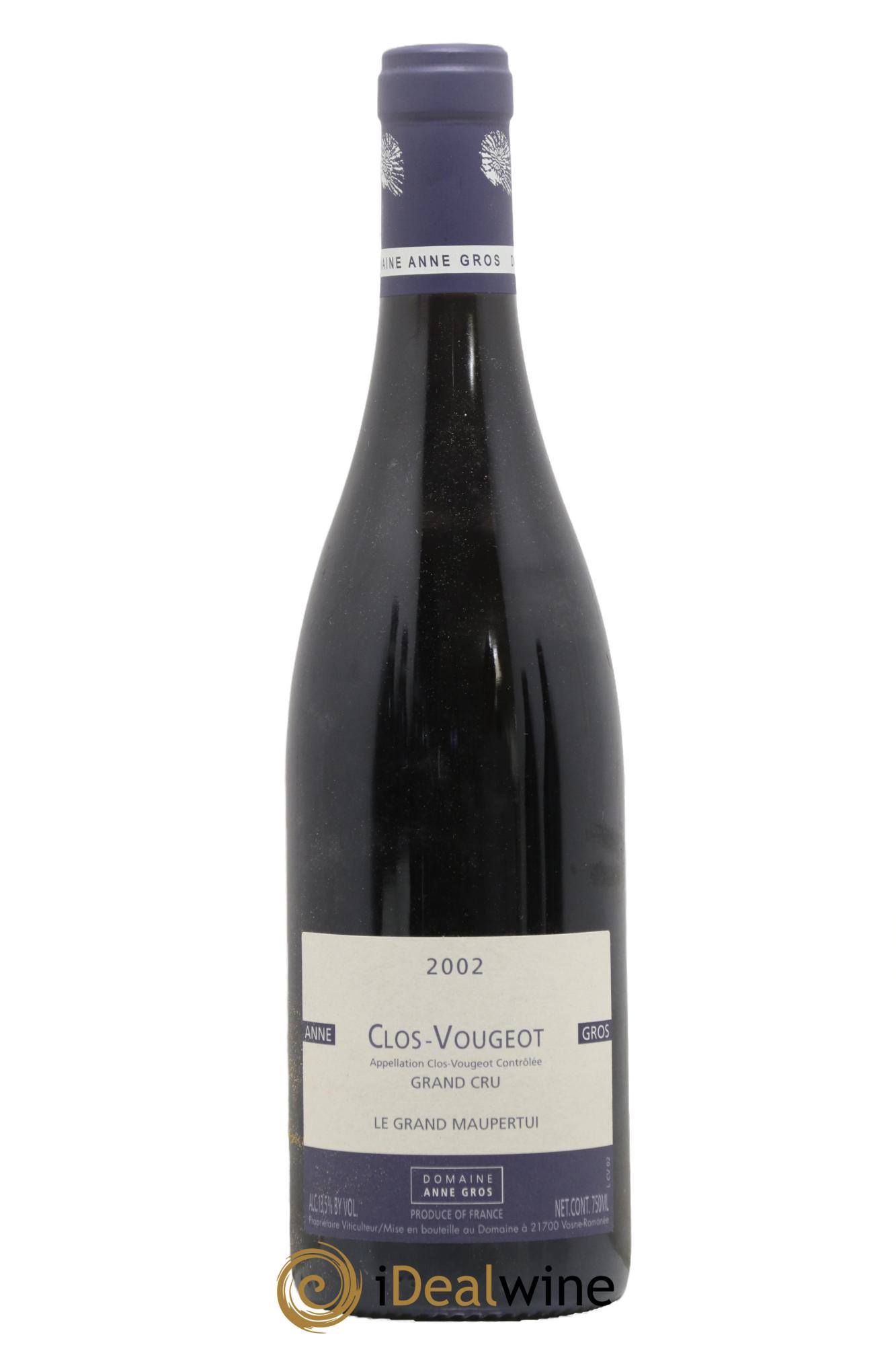 Clos de Vougeot Grand Cru Le Grand Maupertui Anne Gros 2002 - Lot de 1 bouteille - 0