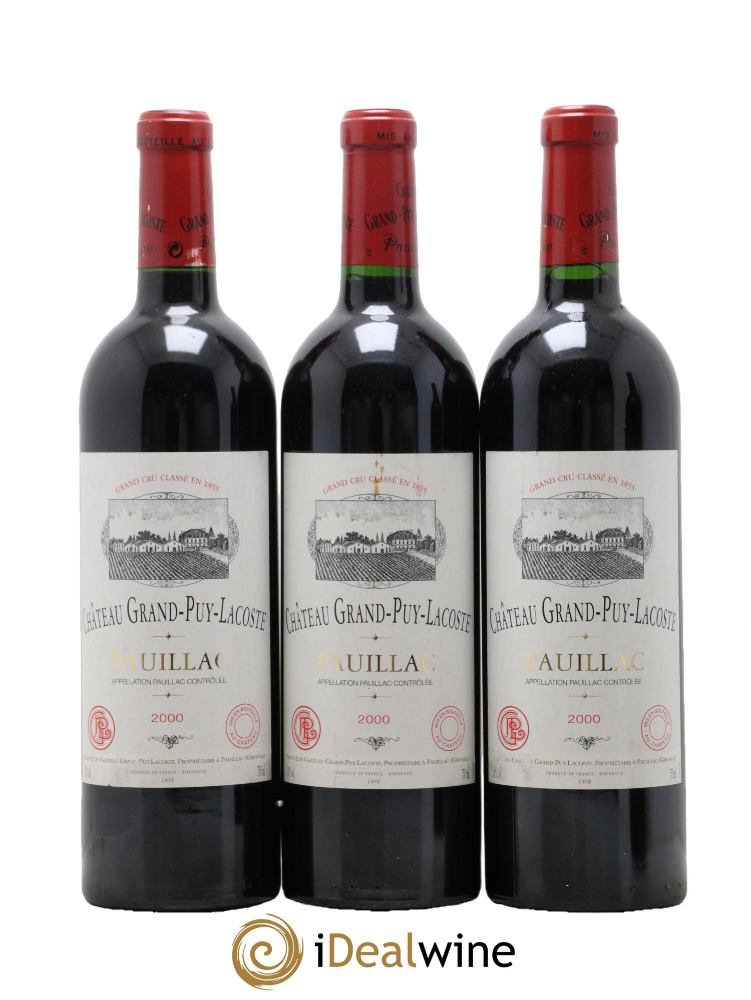 Château Grand Puy Lacoste 5ème Grand Cru Classé 2000 - Lot de 3 bouteilles - 0