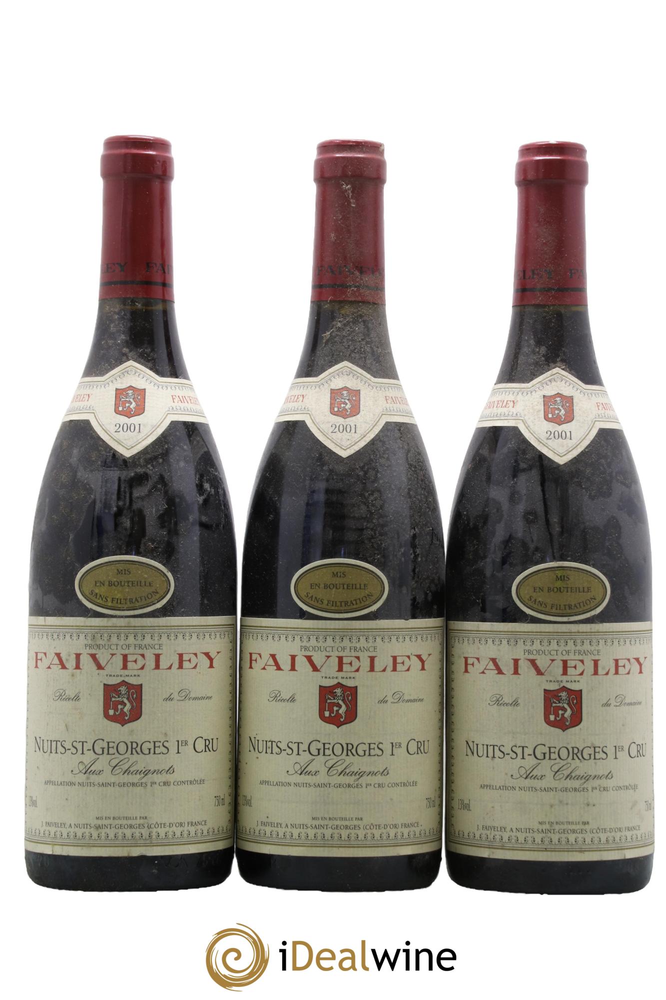 Nuits Saint-Georges 1er Cru Aux Chaignots Faiveley 2001 - Lot of 3 bottles - 0