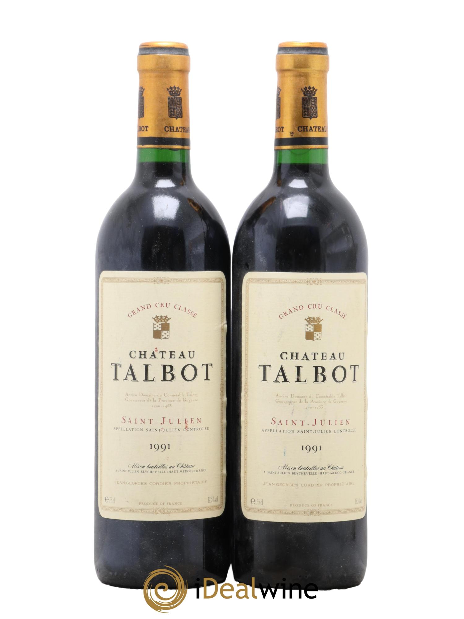 Château Talbot 4ème Grand Cru Classé 1991 - Lot de 2 bouteilles - 0