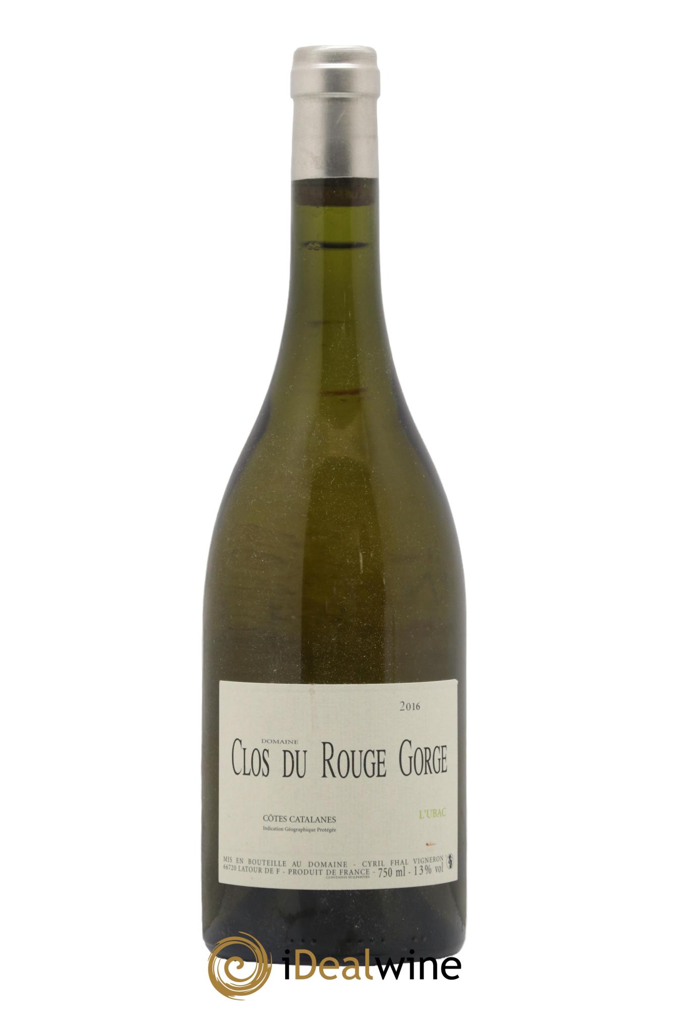 IGP Côtes Catalanes Clos du Rouge Gorge L'Ubac Cyril Fhal 2016 - Posten von 1 Flasche - 0