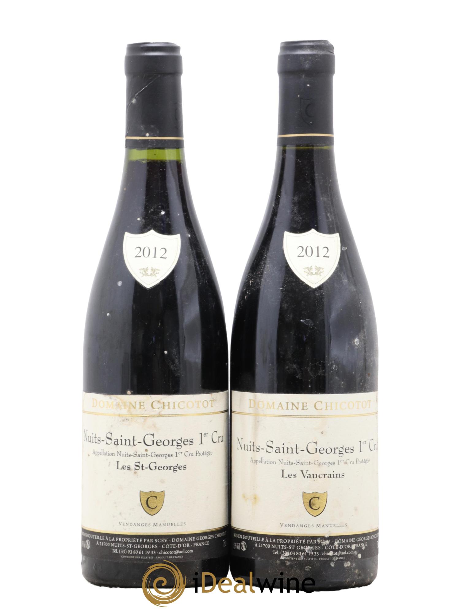 Nuits Saint-Georges 1er Cru 1 Les Vaucrains et 1 Les Saint Georges Domaine Chicotot 2012 - Lot de 2 bouteilles - 0