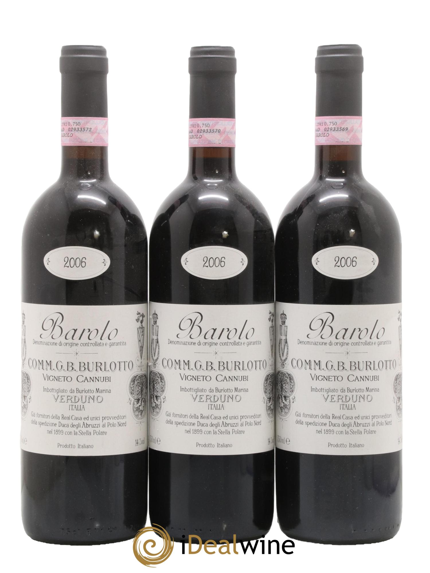 Barolo DOCG Cannubi Comm. Giovan Battista Burlotto 2006 - Posten von 3 Flaschen - 0