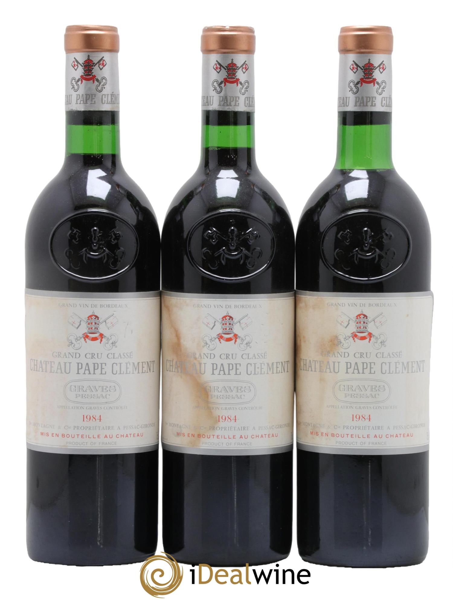 Château Pape Clément Cru Classé de Graves 1984 - Lot de 3 bouteilles - 0