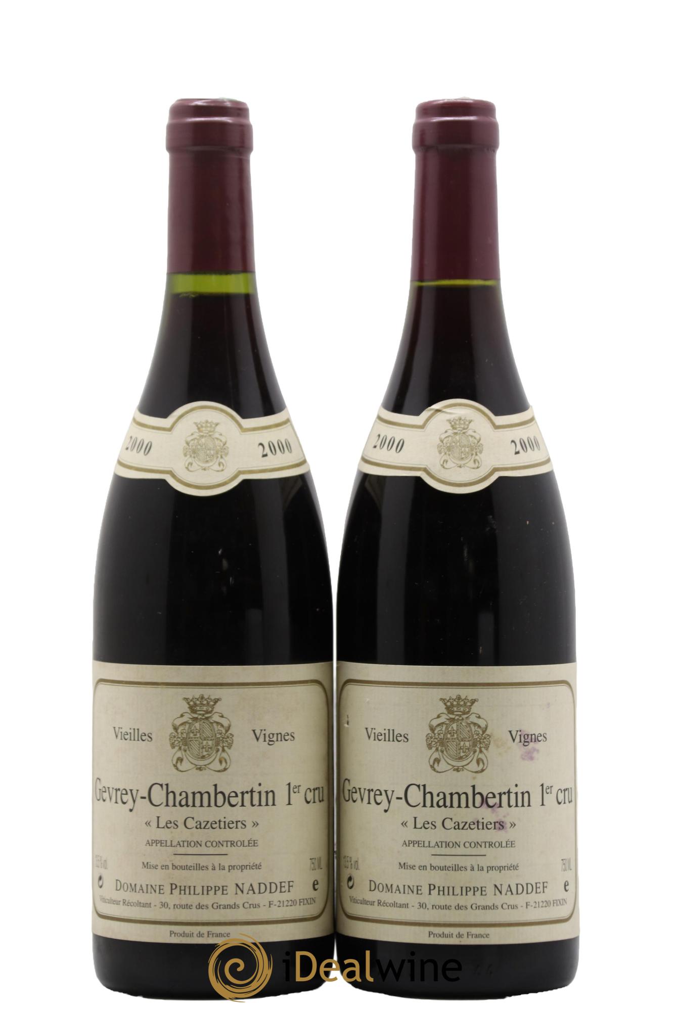 Gevrey-Chambertin 1er Cru Les Cazetiers Vieilles vignes Philippe Naddef 2000 - Lotto di 2 bottiglie - 0