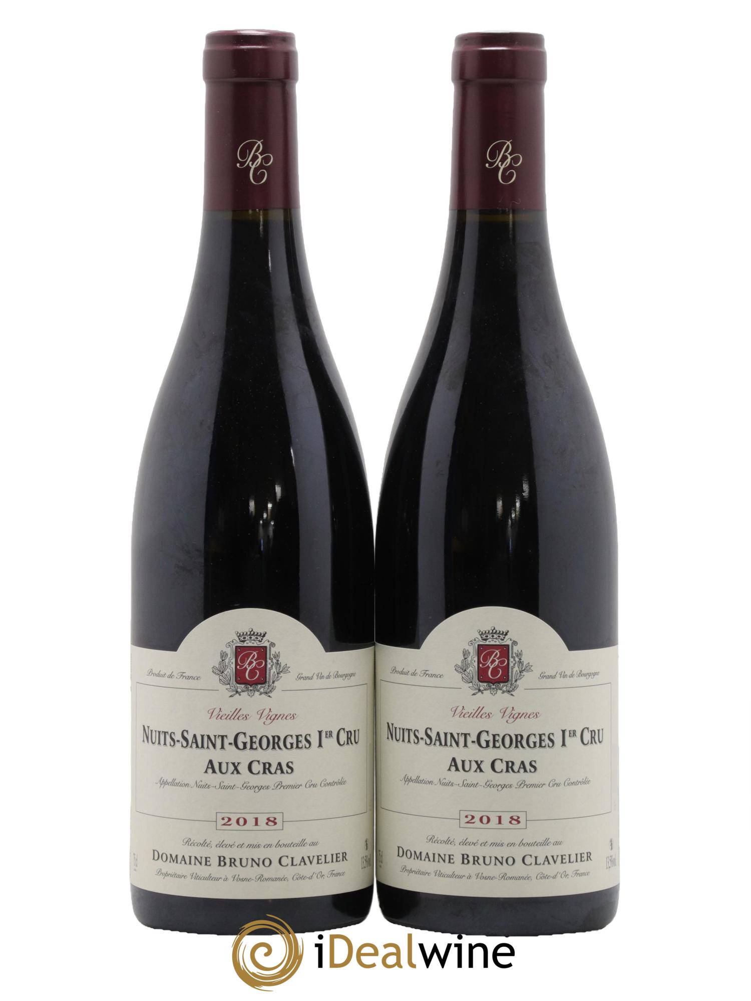 Nuits Saint-Georges 1er Cru Aux Cras Vieilles Vignes Bruno Clavelier 2018 - Lot de 2 bouteilles - 0