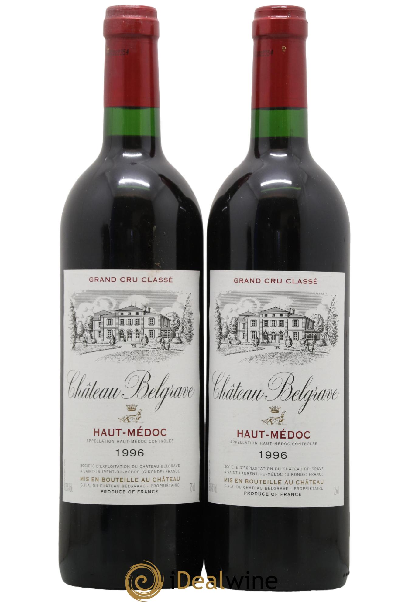 Château Belgrave 5ème Grand Cru Classé 1996 - Lot of 2 bottles - 0