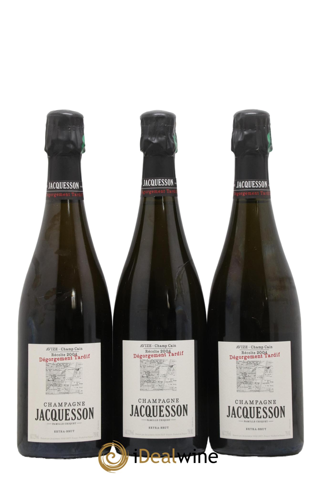 Champagne Avize Champ Caïn Dégorgement Tardif Jacquesson 2004 - Lot de 3 bouteilles - 0