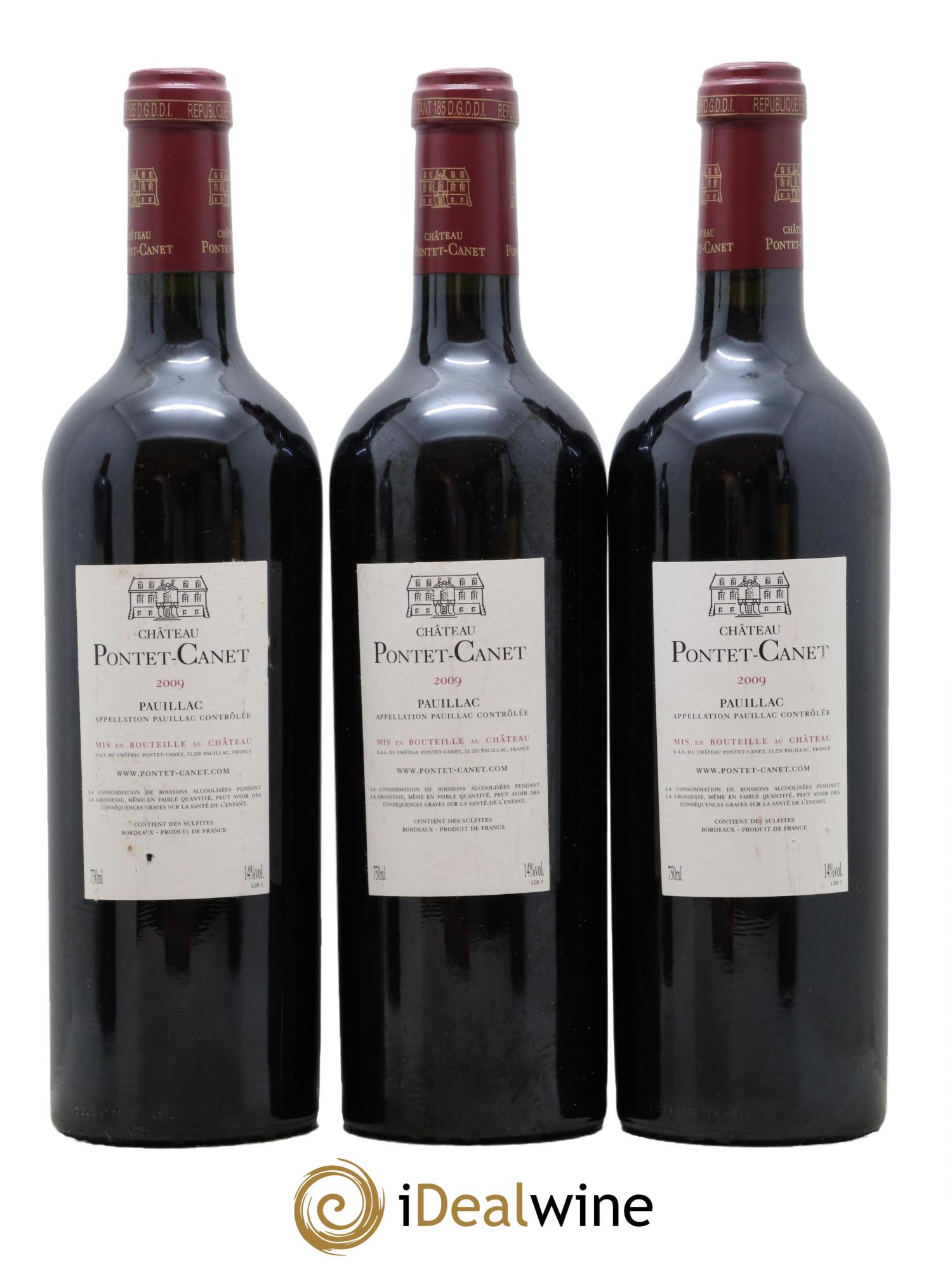 Château Pontet Canet 5ème Grand Cru Classé 2009 - Lot de 3 bouteilles - 1