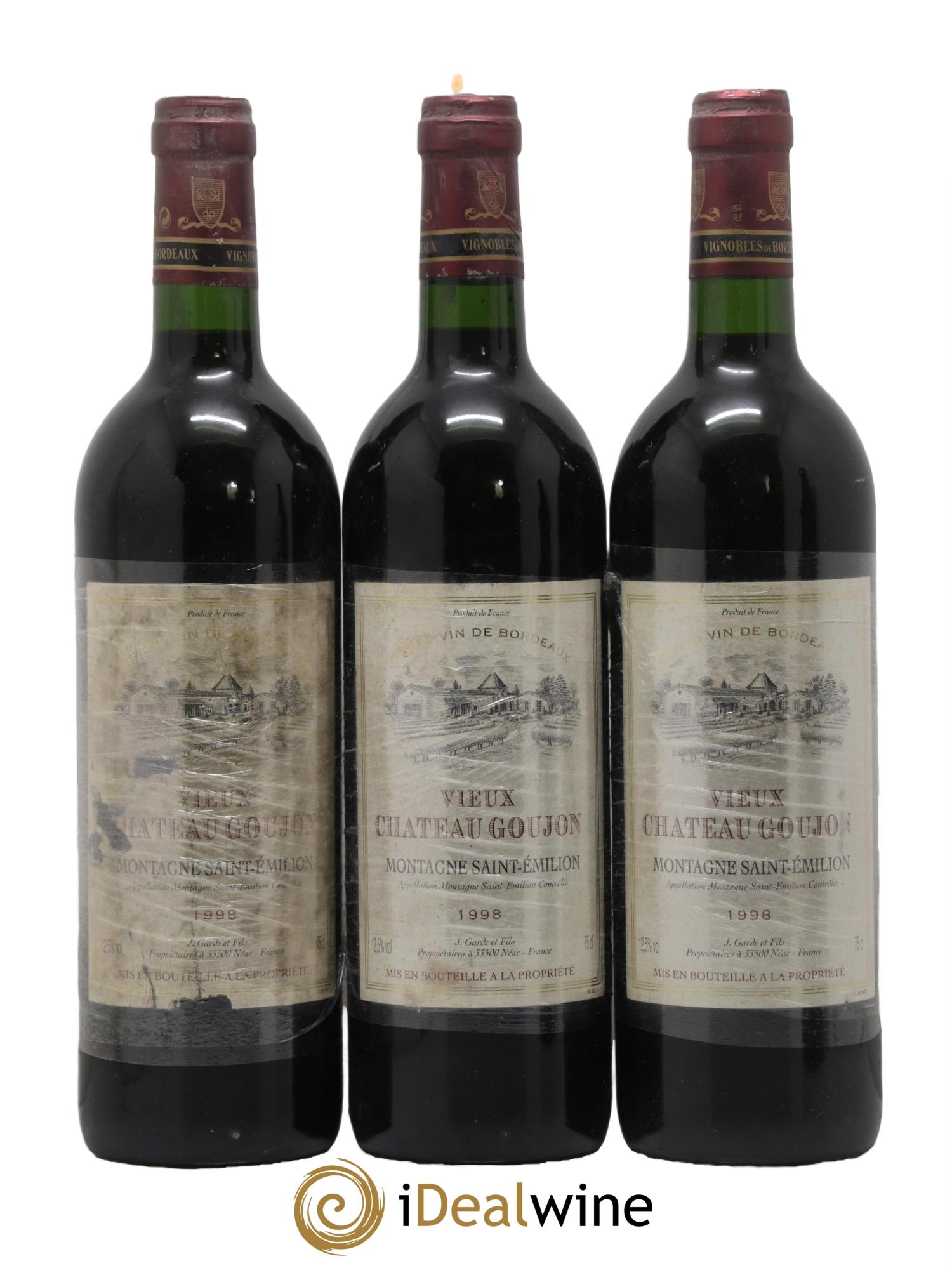 Montagne Saint-Émilion Vieux Château Goujon 1998 - Lot de 3 bouteilles - 0