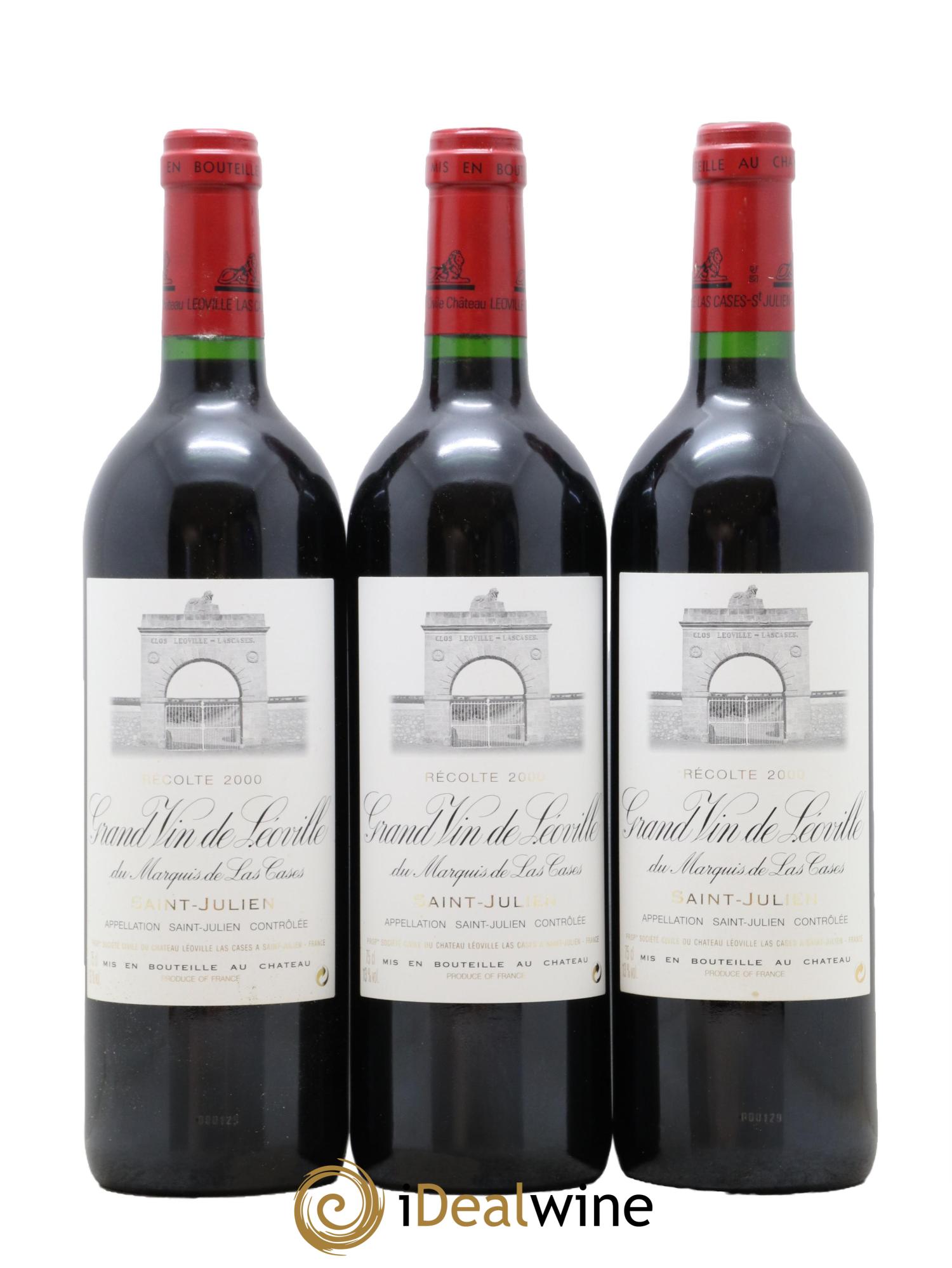 Château Léoville Las Cases 2ème Grand Cru Classé 2000 - Posten von 3 Flaschen - 0