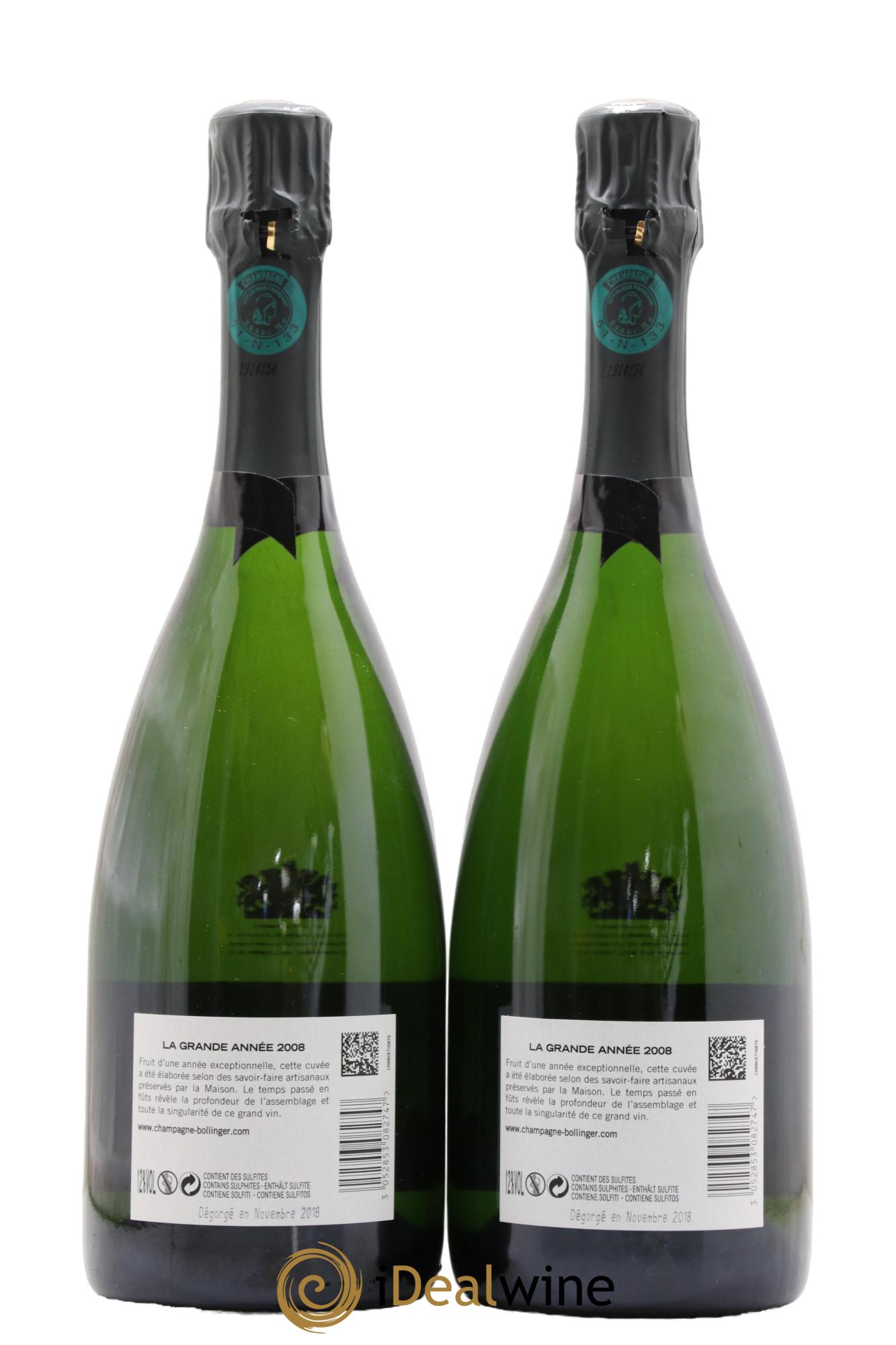 Grande Année Bollinger 2008 - Lot de 2 bouteilles - 1