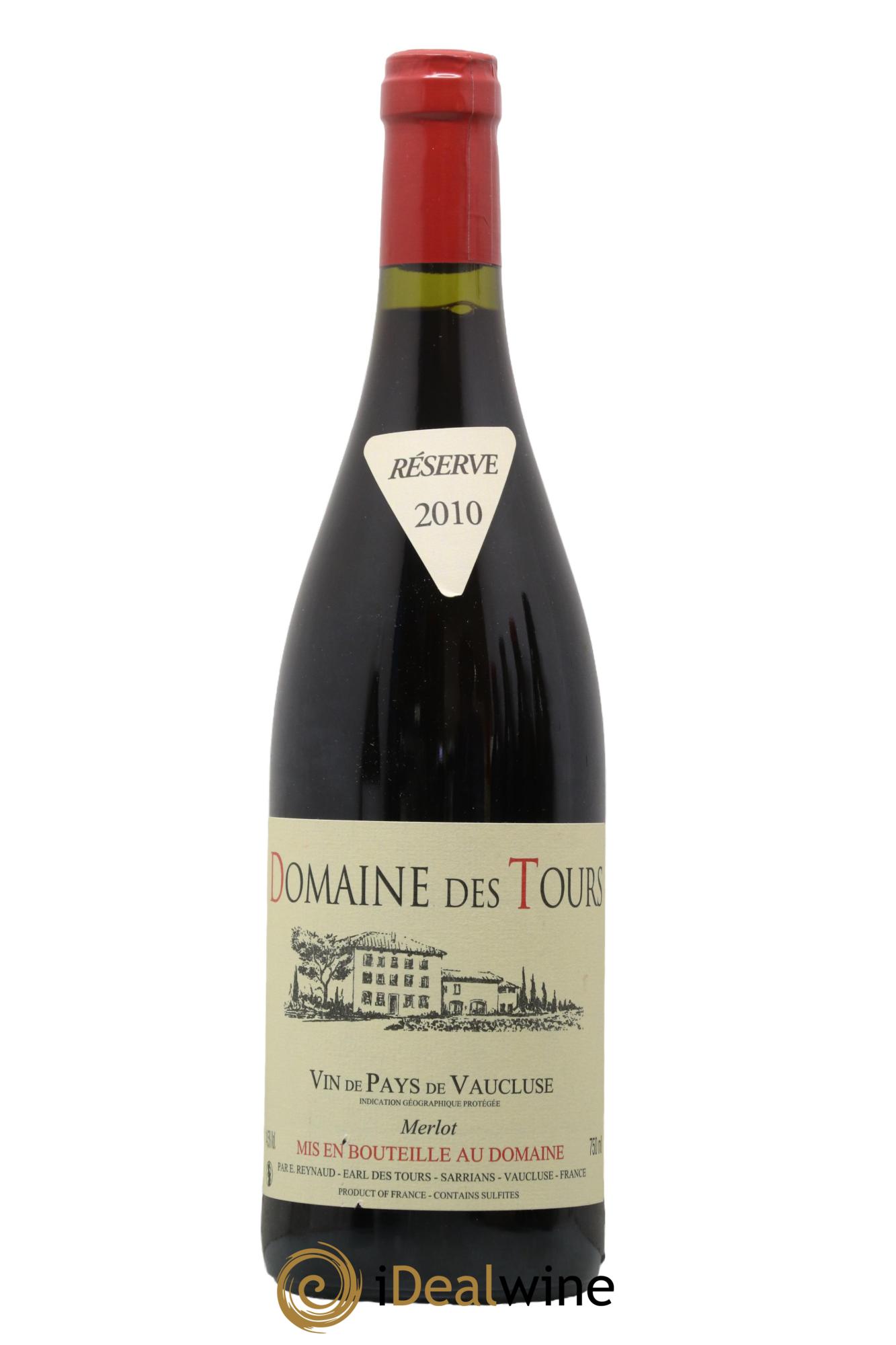 IGP Pays du Vaucluse (Vin de Pays du Vaucluse) Domaine des Tours Merlot Emmanuel Reynaud 2010 - Lotto di 1 bottiglia - 0