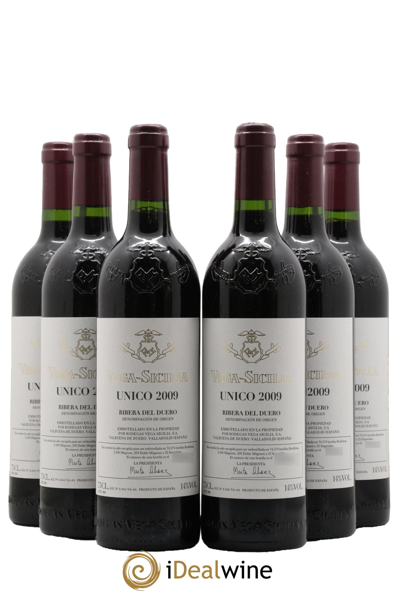 Ribera Del Duero DO Vega Sicilia Unico Famille Alvarez 2009 - Posten von 6 Flaschen - 0