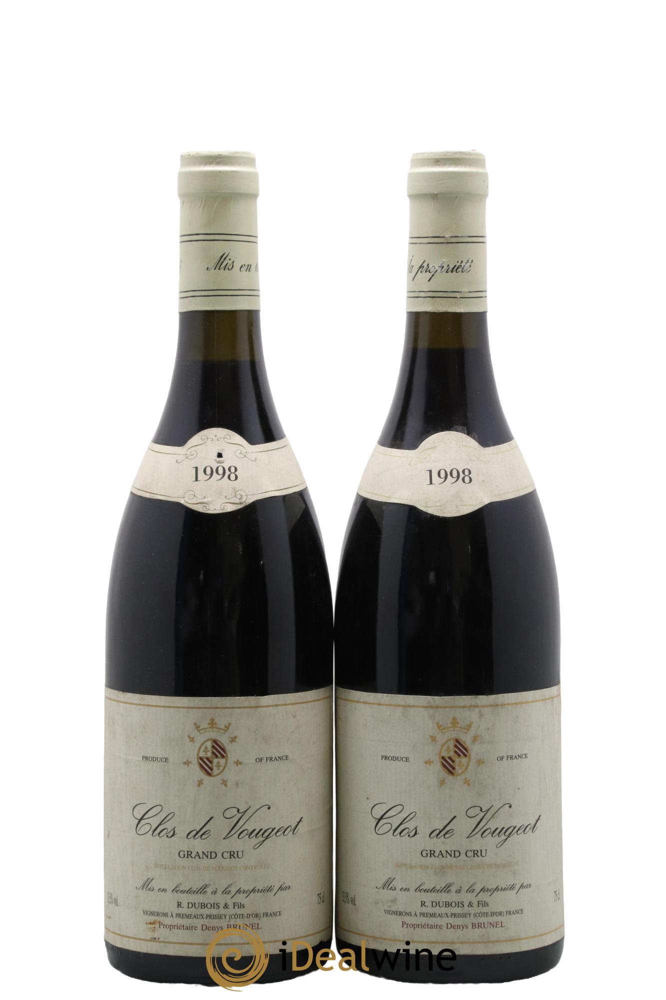 Clos de Vougeot Grand Cru R Dubois 1998 - Lot of 2 bottles - 0