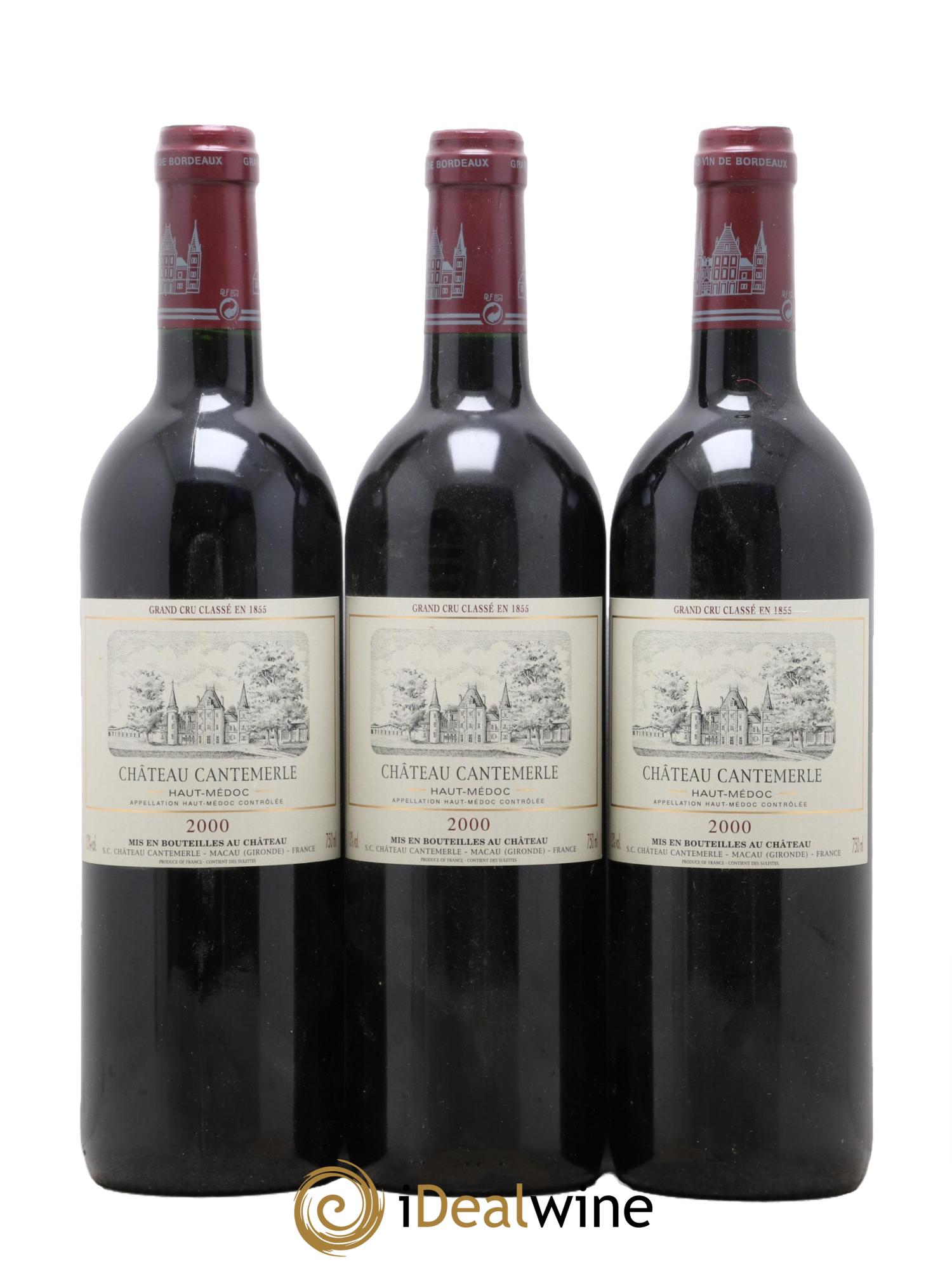 Château Cantemerle 5ème Grand Cru Classé 2000 - Lot de 3 bouteilles - 0