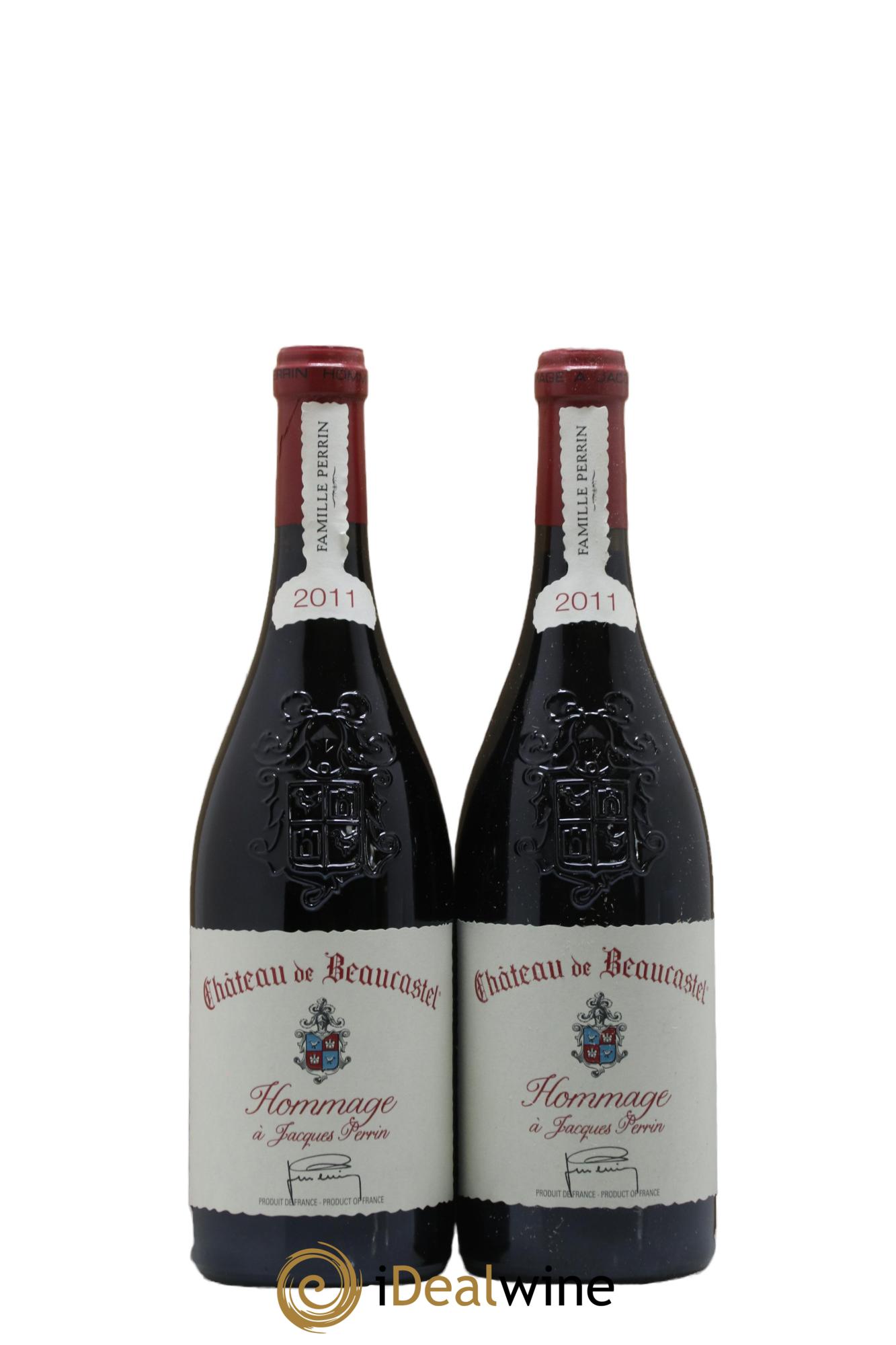 Châteauneuf-du-Pape Château de Château de Beaucastel Hommage à Jacques Perrin Famille Perrin 2011 - Lot of 2 bottles - 0