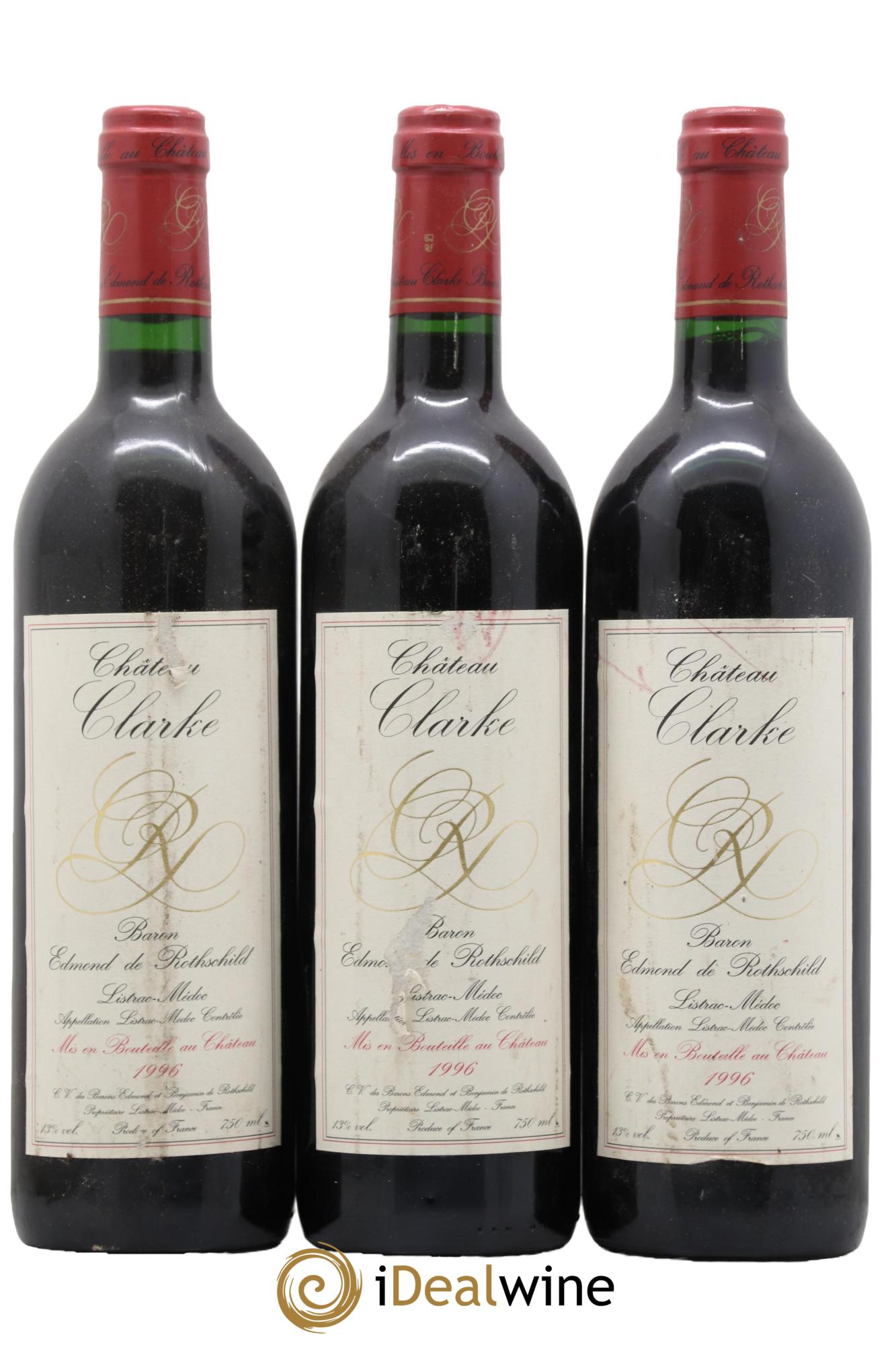 Château Clarke 1996 - Lot de 3 bouteilles - 0