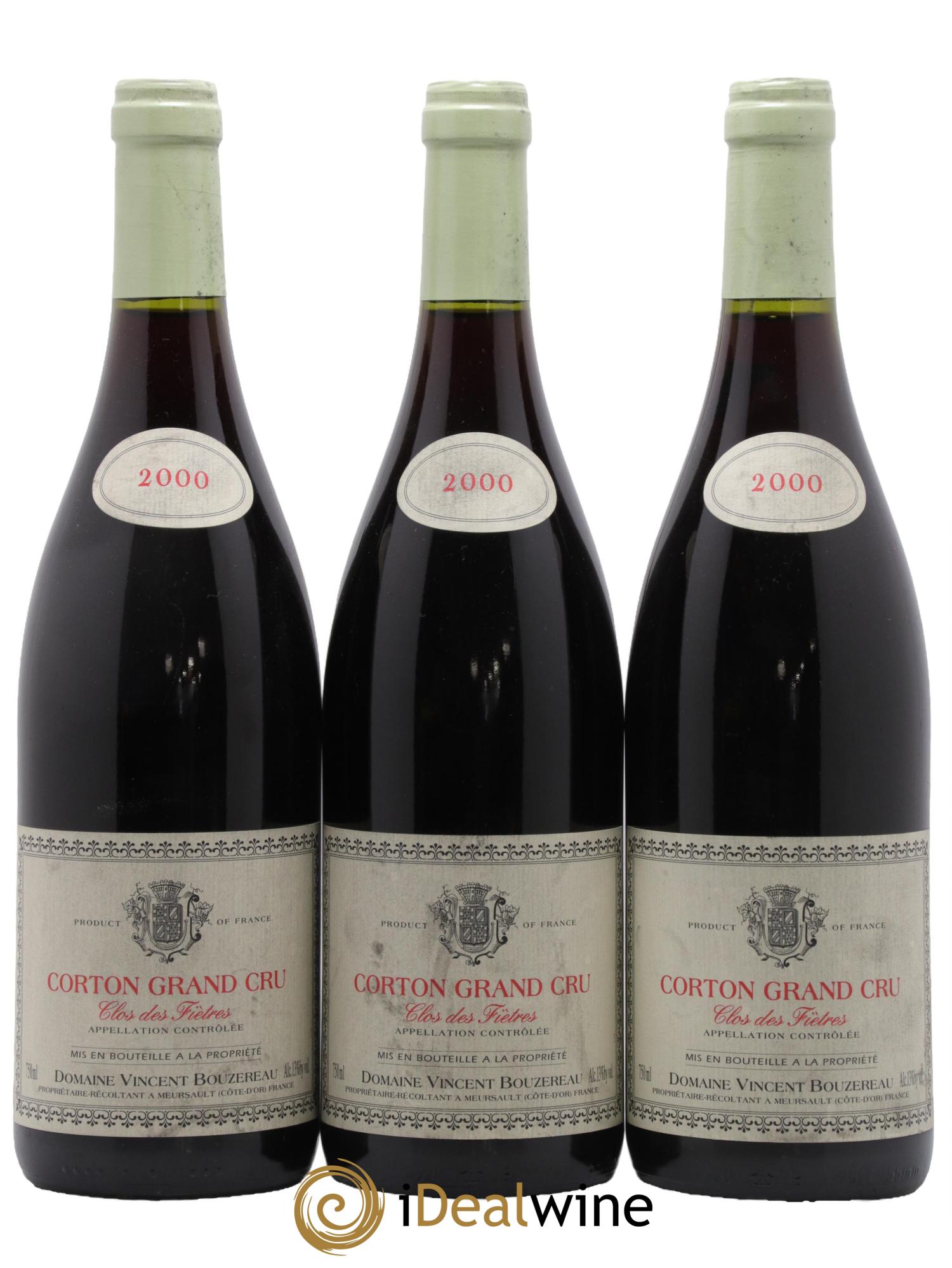 Corton Grand Cru Clos des Fiètres Vincent Bouzereau (Domaine) 2000 - Lot de 3 bouteilles - 0