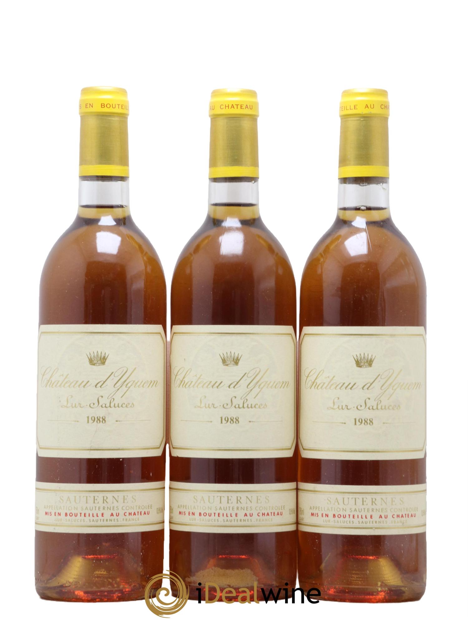 Château d' Yquem 1er Cru Classé Supérieur 1988 - Lot de 3 bouteilles - 0