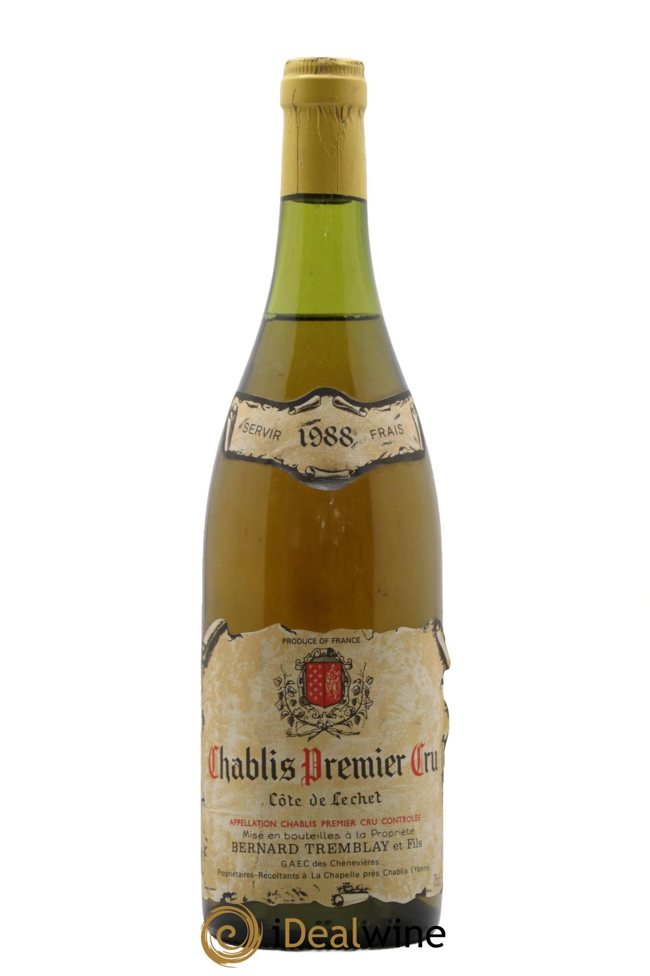 Chablis 1er Cru Côte de Lechet Domaine Tremblay 1988 - Lotto di 1 bottiglia - 0