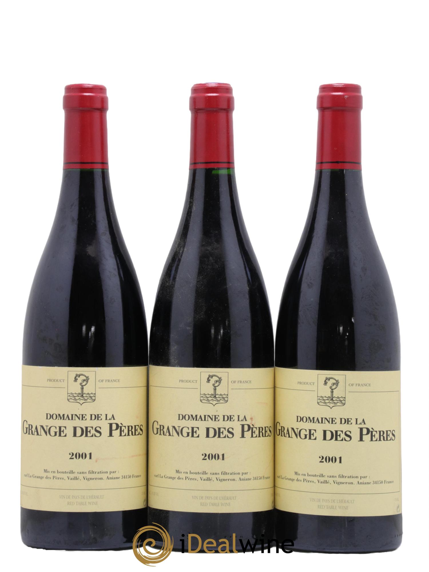 IGP Pays d'Hérault Grange des Pères Laurent Vaillé 2001 - Lot of 3 bottles - 0