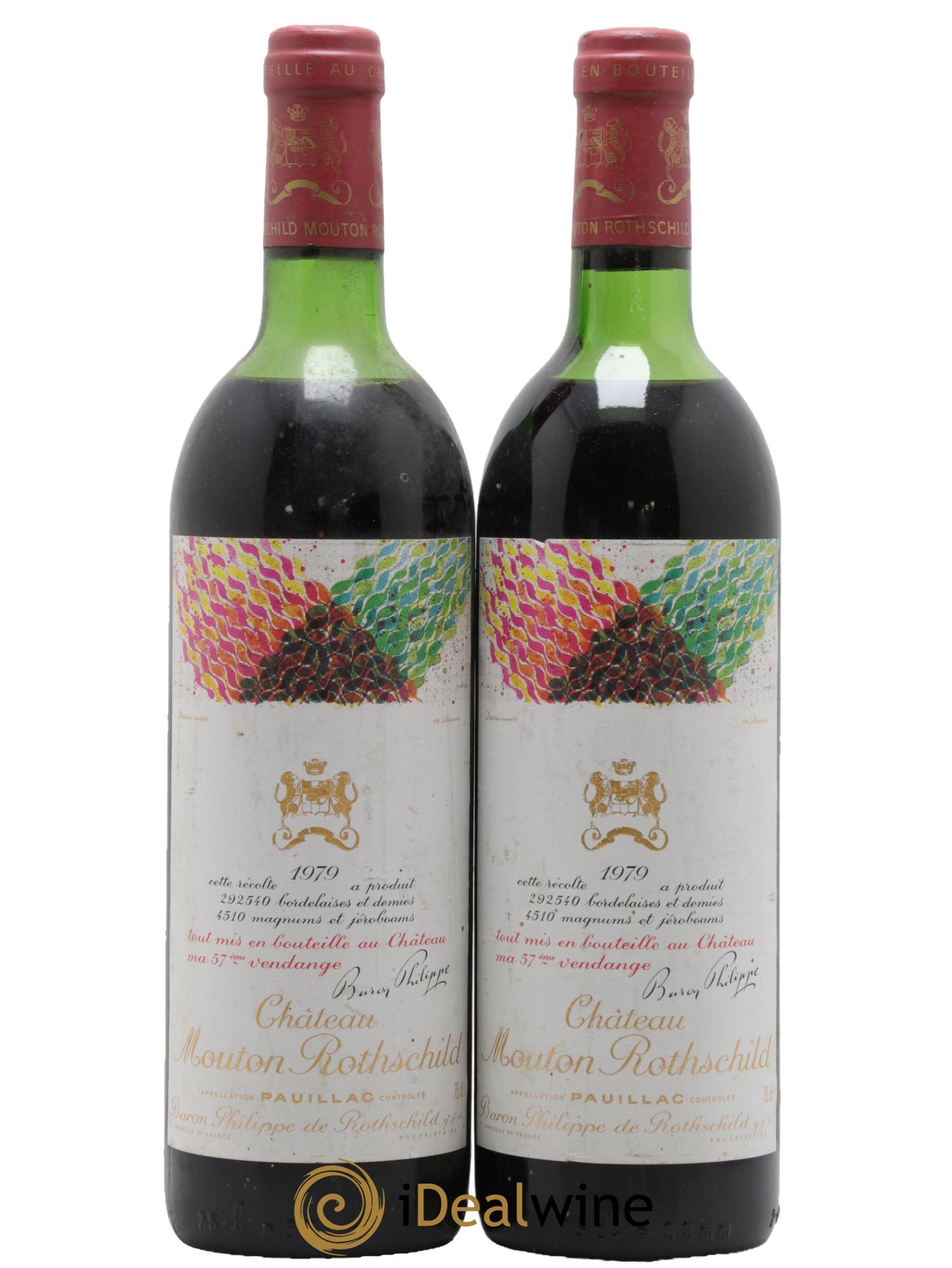 Château Mouton Rothschild 1er Grand Cru Classé 1979 - Lot de 2 bouteilles - 0