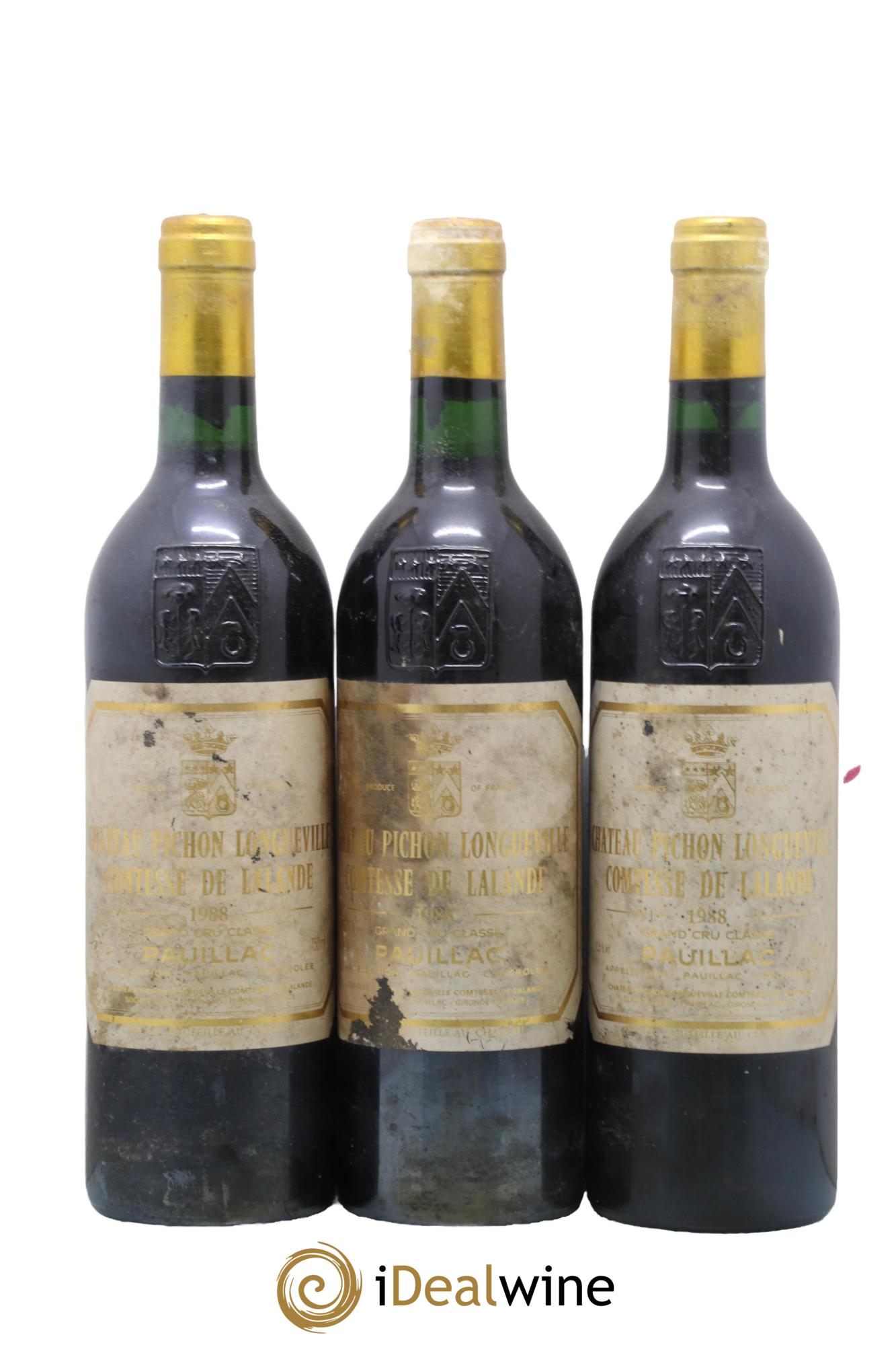 Château Pichon Longueville Comtesse de Lalande 2ème Grand Cru Classé 1988 - Posten von 3 Flaschen - 0