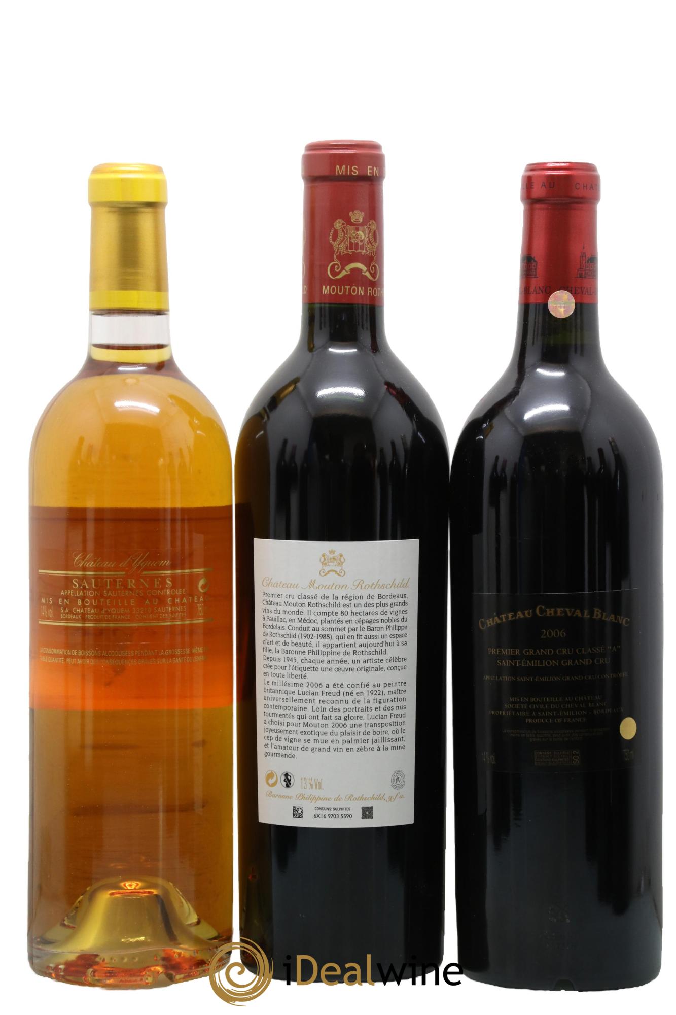 Caisse Collection Duclot 2006 Margaux, Yquem, Lafitte Rothschild, La Mission Haut-Brion, Pétrus, Latour, Haut-Brion, Cheval Blanc, Mouton Rothschild 2006 - Posten von 9 Flaschen - 2