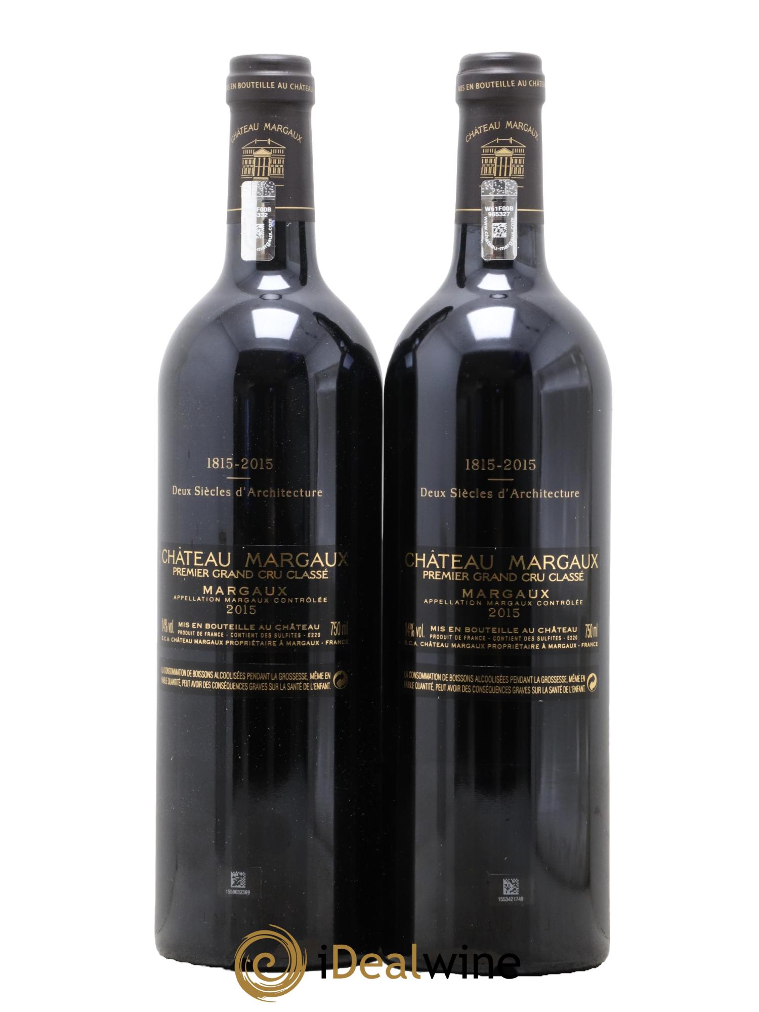 Château Margaux 1er Grand Cru Classé 2015 - Lot de 2 bouteilles - 1