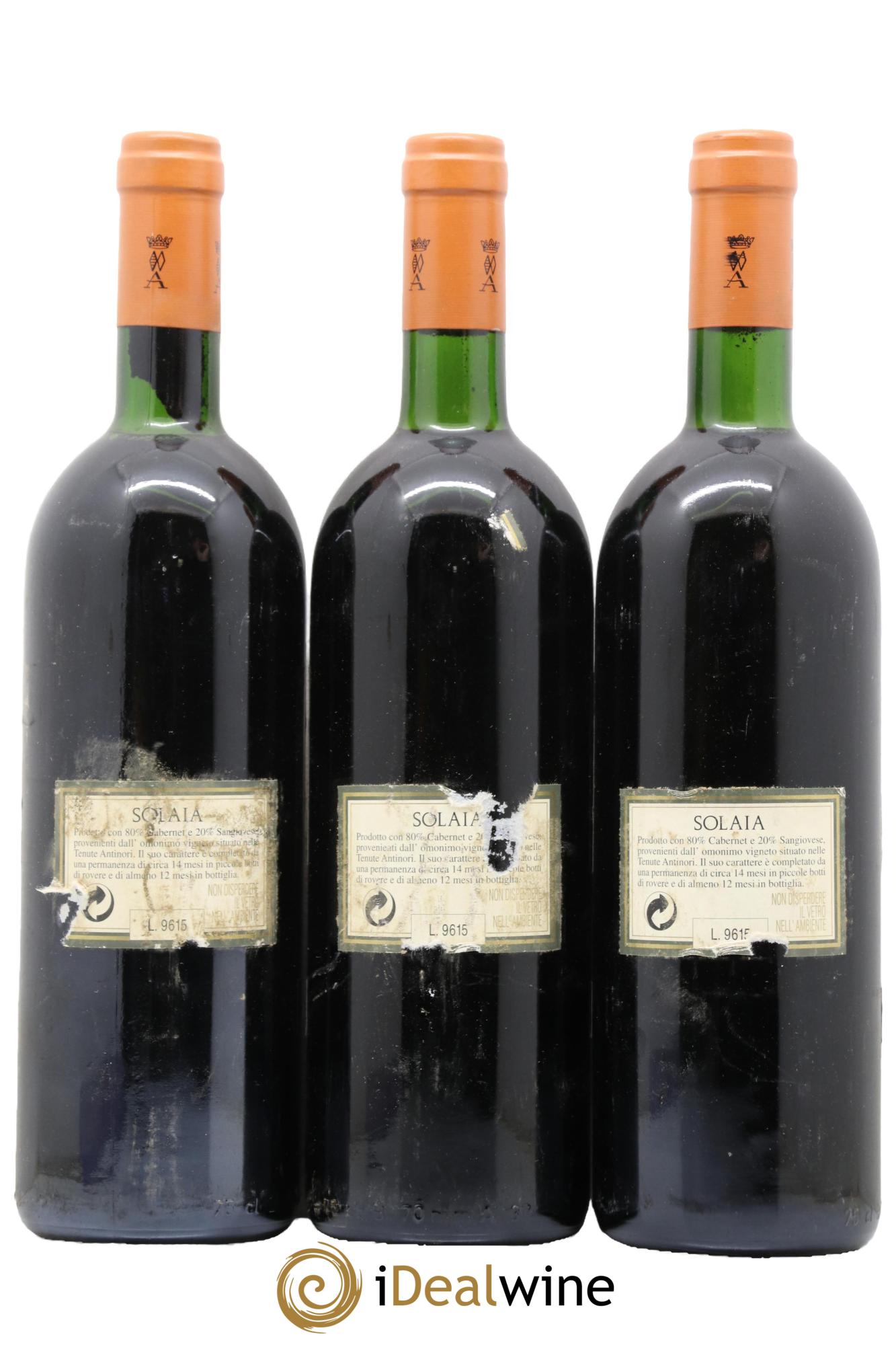 Toscana IGT Solaia Tenuta Tignanello - Antinori 1993 - Lot de 3 bouteilles - 1