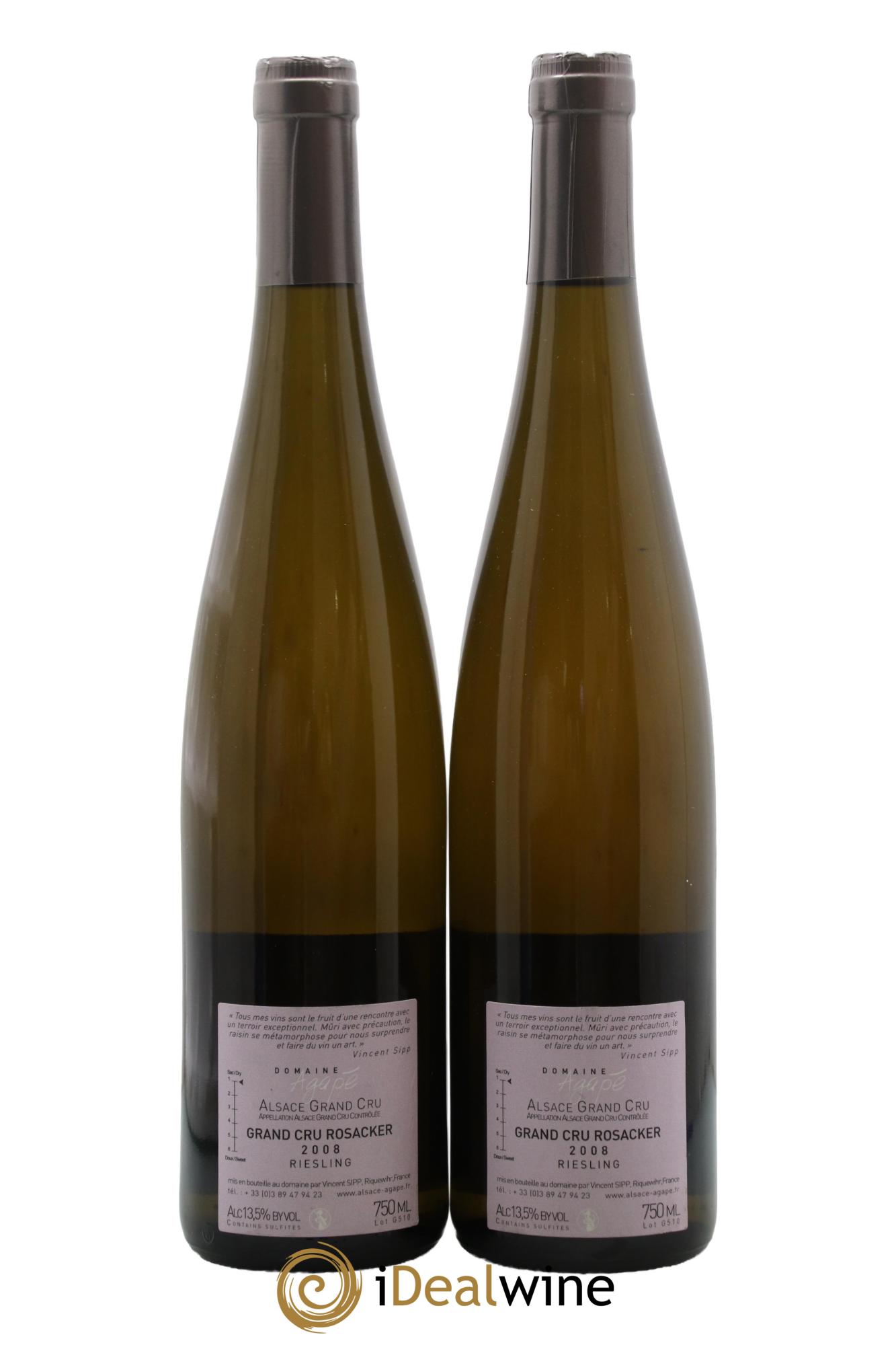 Alsace Riesling Grand Cru Rosacker Domaine Agapé 2008 - Posten von 2 Flaschen - 1