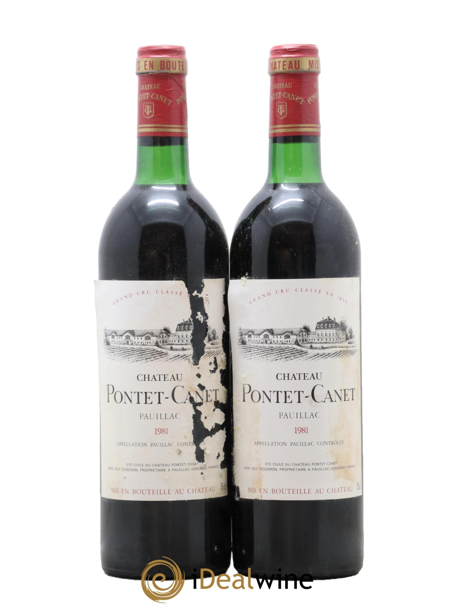 Château Pontet Canet 5ème Grand Cru Classé 1981 - Lot de 2 bouteilles - 0