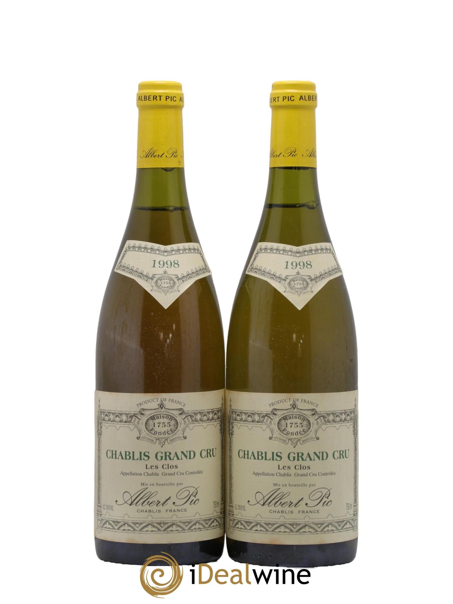 Chablis Grand Cru Les Clos Pic Albert 1998 - Lot de 2 bouteilles - 0