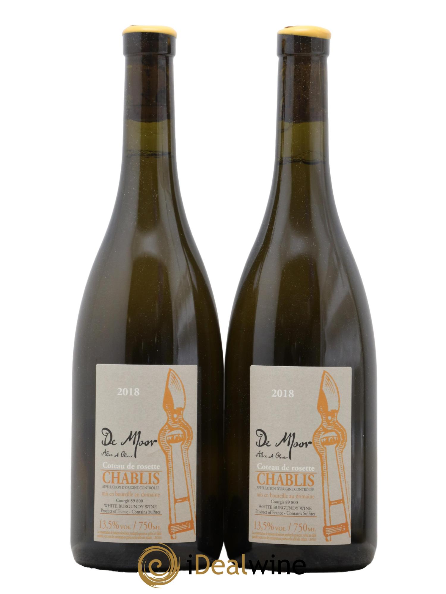 Chablis Côteau de Rosette Alice et Olivier De Moor 2018 - Lotto di 2 bottiglie - 0