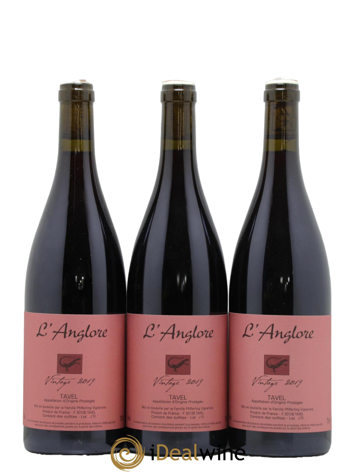 Tavel Vintage L'Anglore  2019 - Lot of 3 bottles - 0