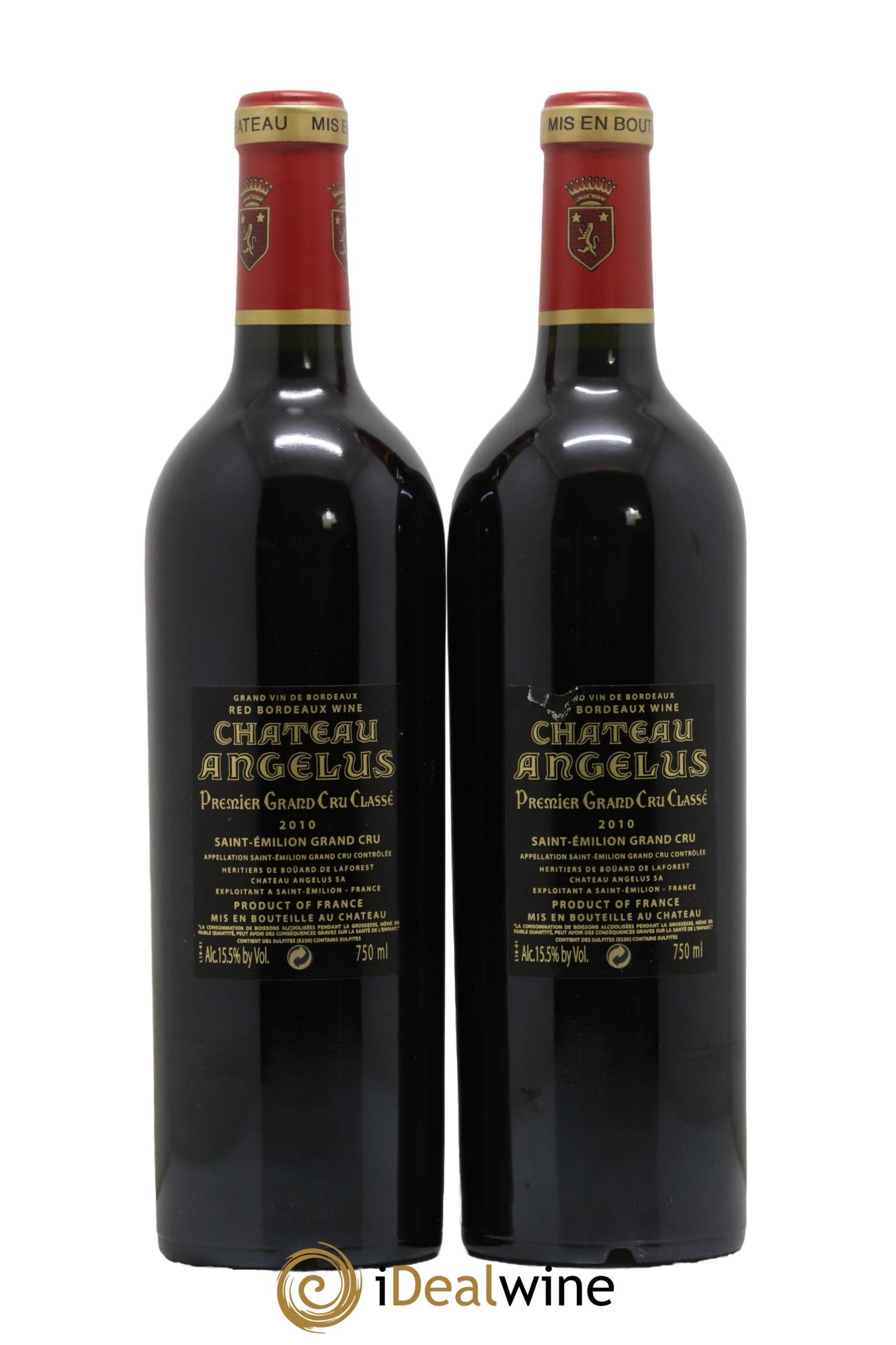 Château Angélus 1er Grand Cru Classé A 2010 - Lotto di 2 bottiglie - 1